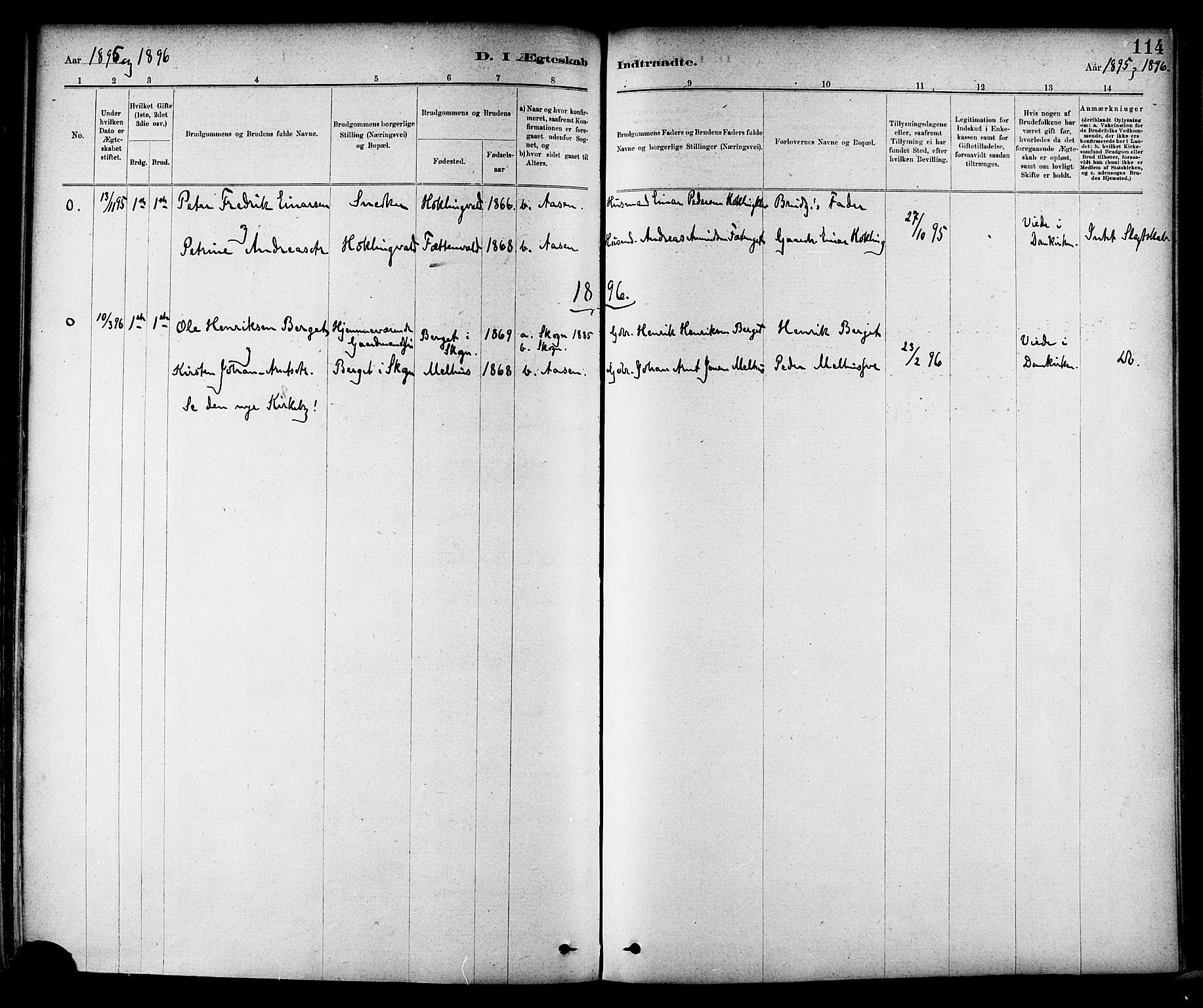 Ministerialprotokoller, klokkerbøker og fødselsregistre - Nord-Trøndelag, SAT/A-1458/714/L0130: Parish register (official) no. 714A01, 1878-1895, p. 114