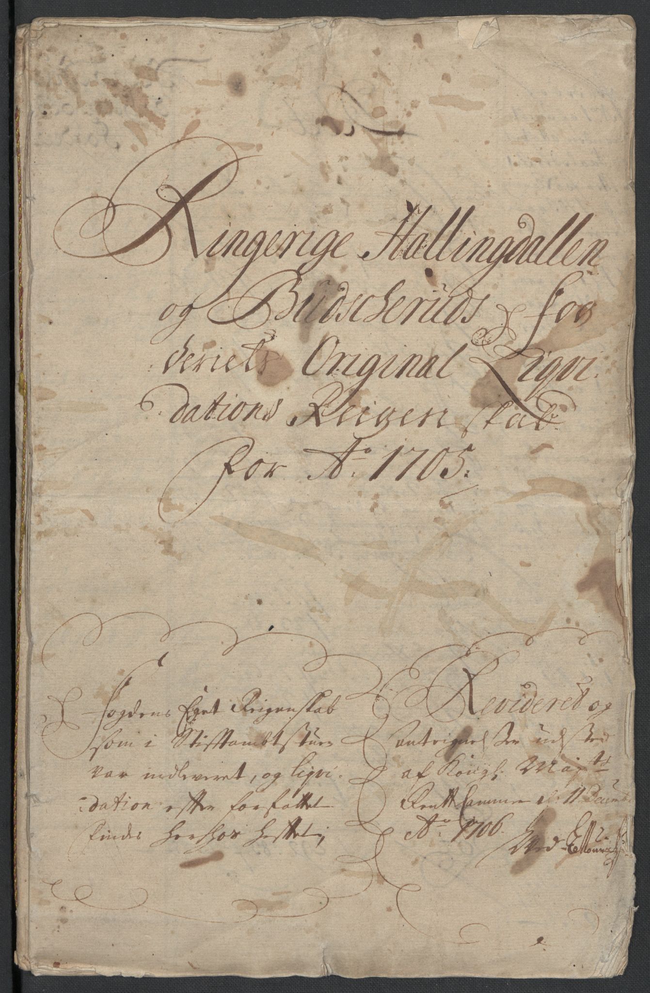 Rentekammeret inntil 1814, Reviderte regnskaper, Fogderegnskap, AV/RA-EA-4092/R22/L1464: Fogderegnskap Ringerike, Hallingdal og Buskerud, 1705, p. 3