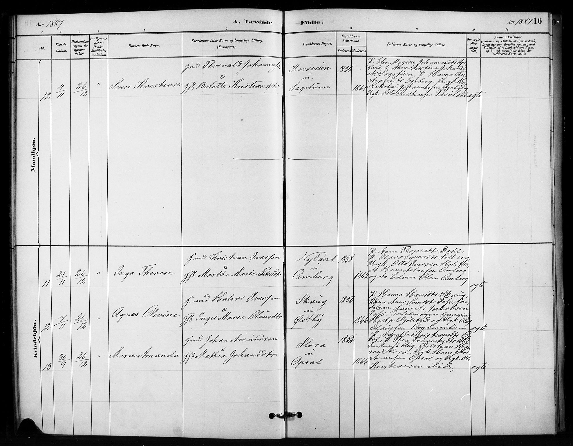 Enebakk prestekontor Kirkebøker, AV/SAO-A-10171c/F/Fb/L0001: Parish register (official) no. II 1, 1877-1902, p. 16