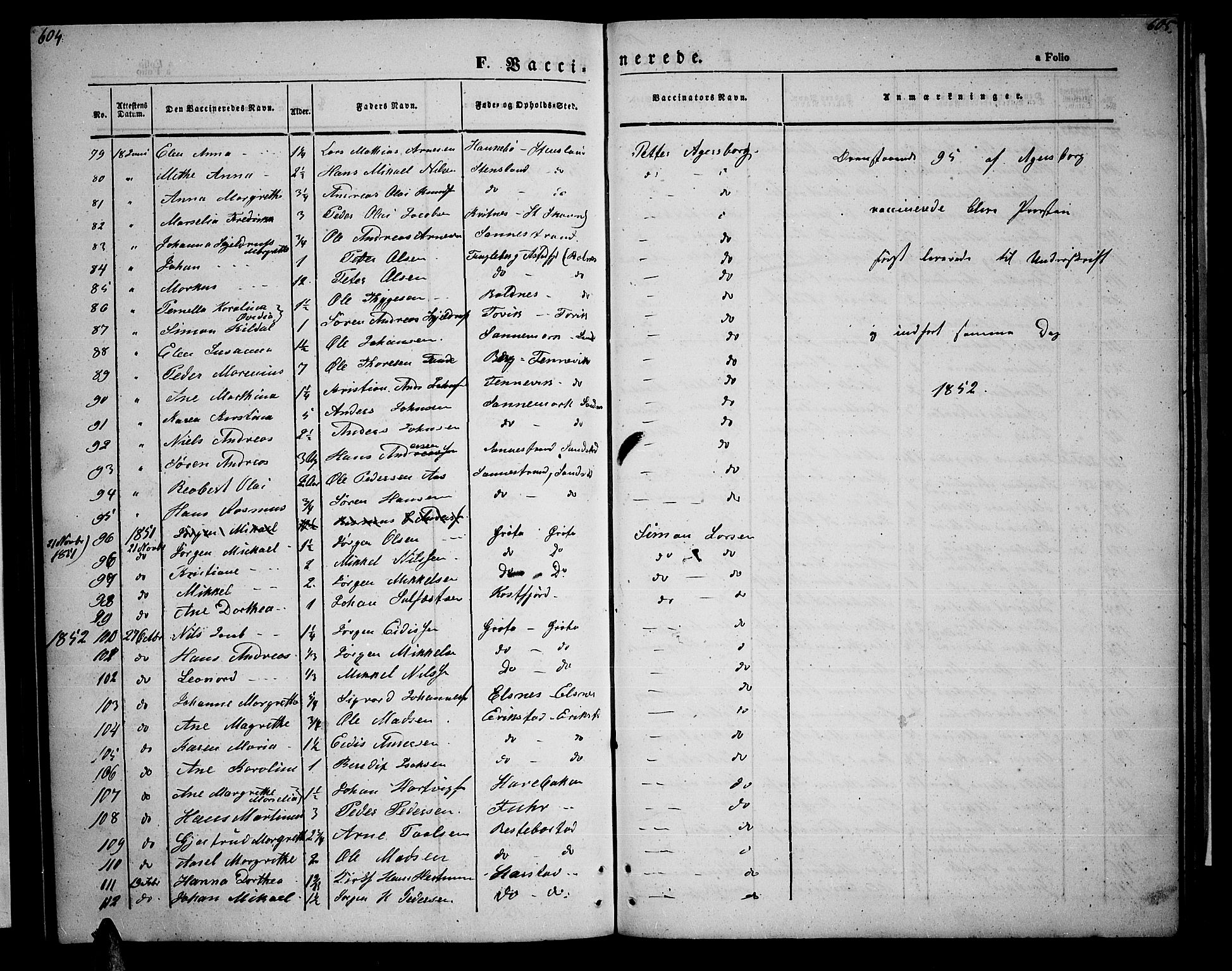 Trondenes sokneprestkontor, AV/SATØ-S-1319/H/Hb/L0006klokker: Parish register (copy) no. 6, 1845-1855, p. 604-605