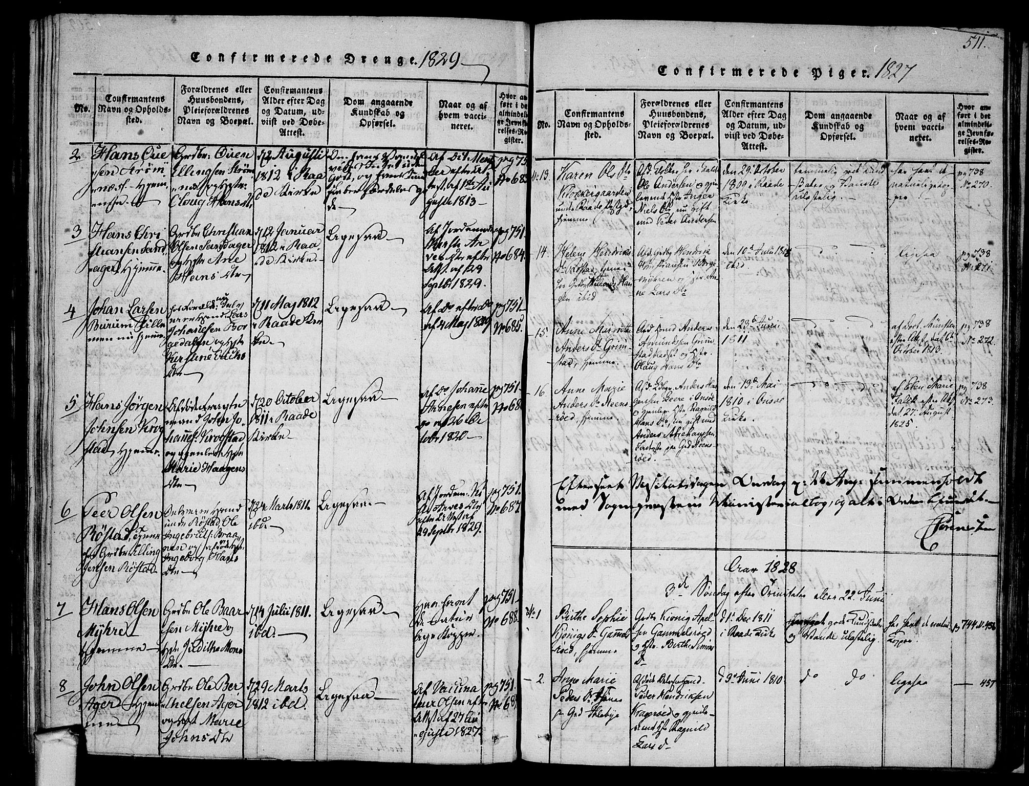 Råde prestekontor kirkebøker, SAO/A-2009/F/Fa/L0004: Parish register (official) no. 4, 1814-1830, p. 510-511