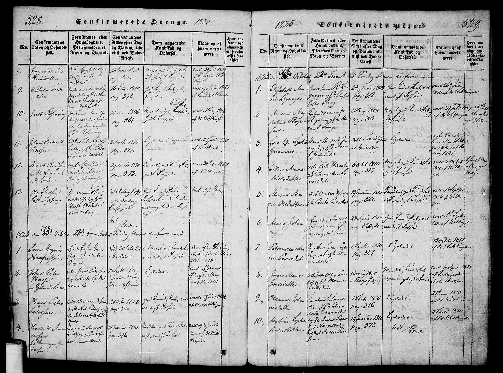 Halden prestekontor Kirkebøker, AV/SAO-A-10909/F/Fa/L0003: Parish register (official) no. I 3, 1815-1834, p. 528-529