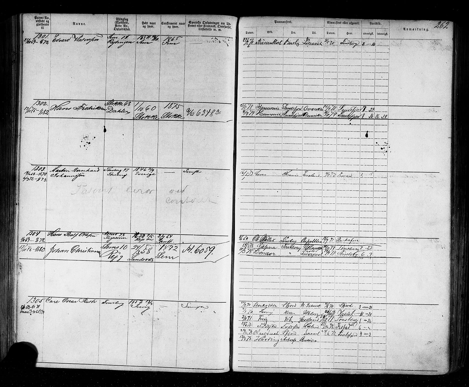 Tønsberg innrulleringskontor, AV/SAKO-A-786/F/Fb/L0002: Annotasjonsrulle Patent nr. 1-2635, 1869-1877, p. 297