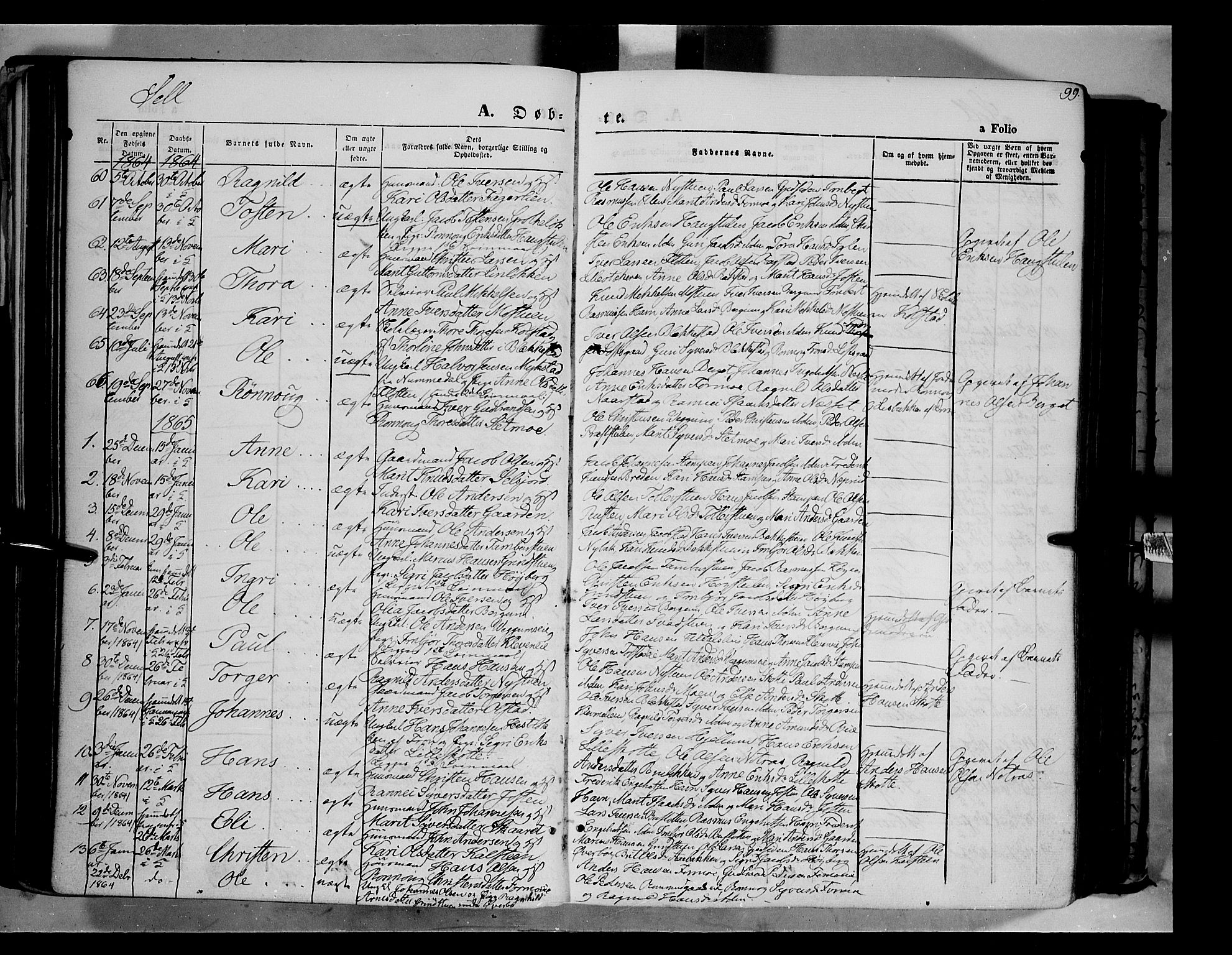 Vågå prestekontor, AV/SAH-PREST-076/H/Ha/Haa/L0006: Parish register (official) no. 6 /3, 1857-1872, p. 99