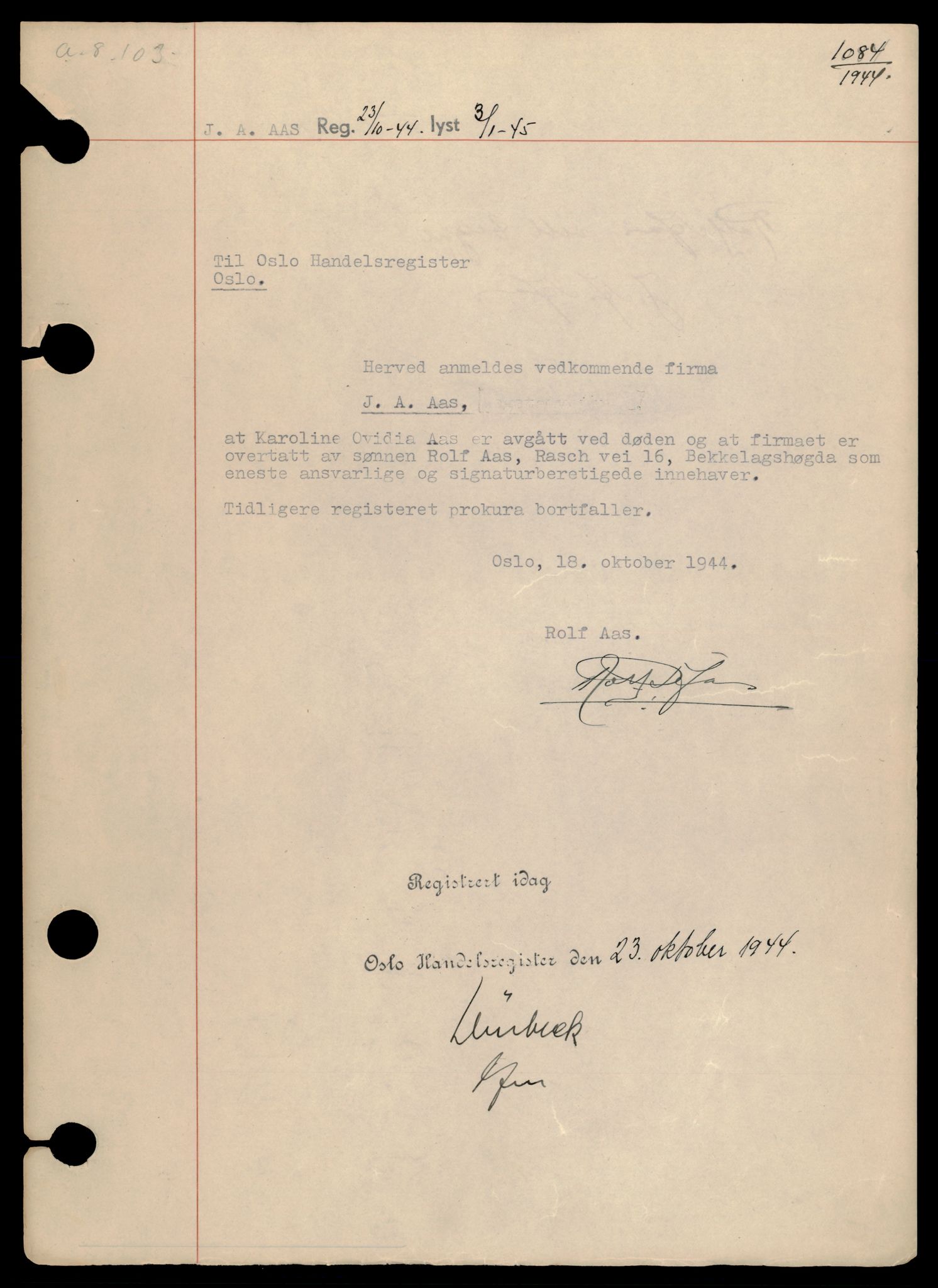 Oslo byfogd, Handelsregisteret, AV/SAT-A-10867/G/Gb/Gba/L0020: Enkeltmannsforetak, Ja-Jog, 1944-1990