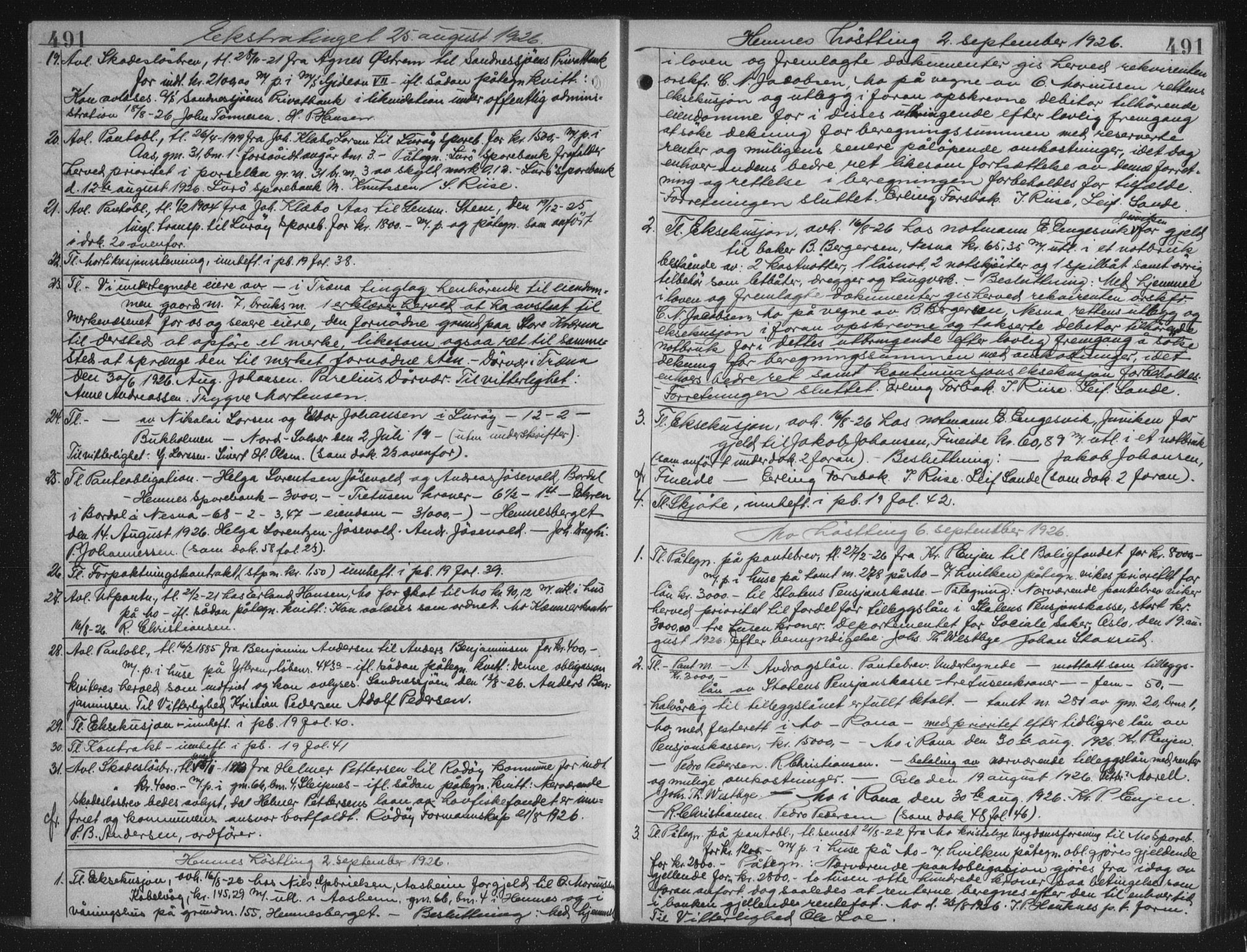 Rana sorenskriveri , AV/SAT-A-1108/1/2/2C/L0018: Mortgage book no. 18, 1923-1928, p. 491, Deed date: 06.09.1926