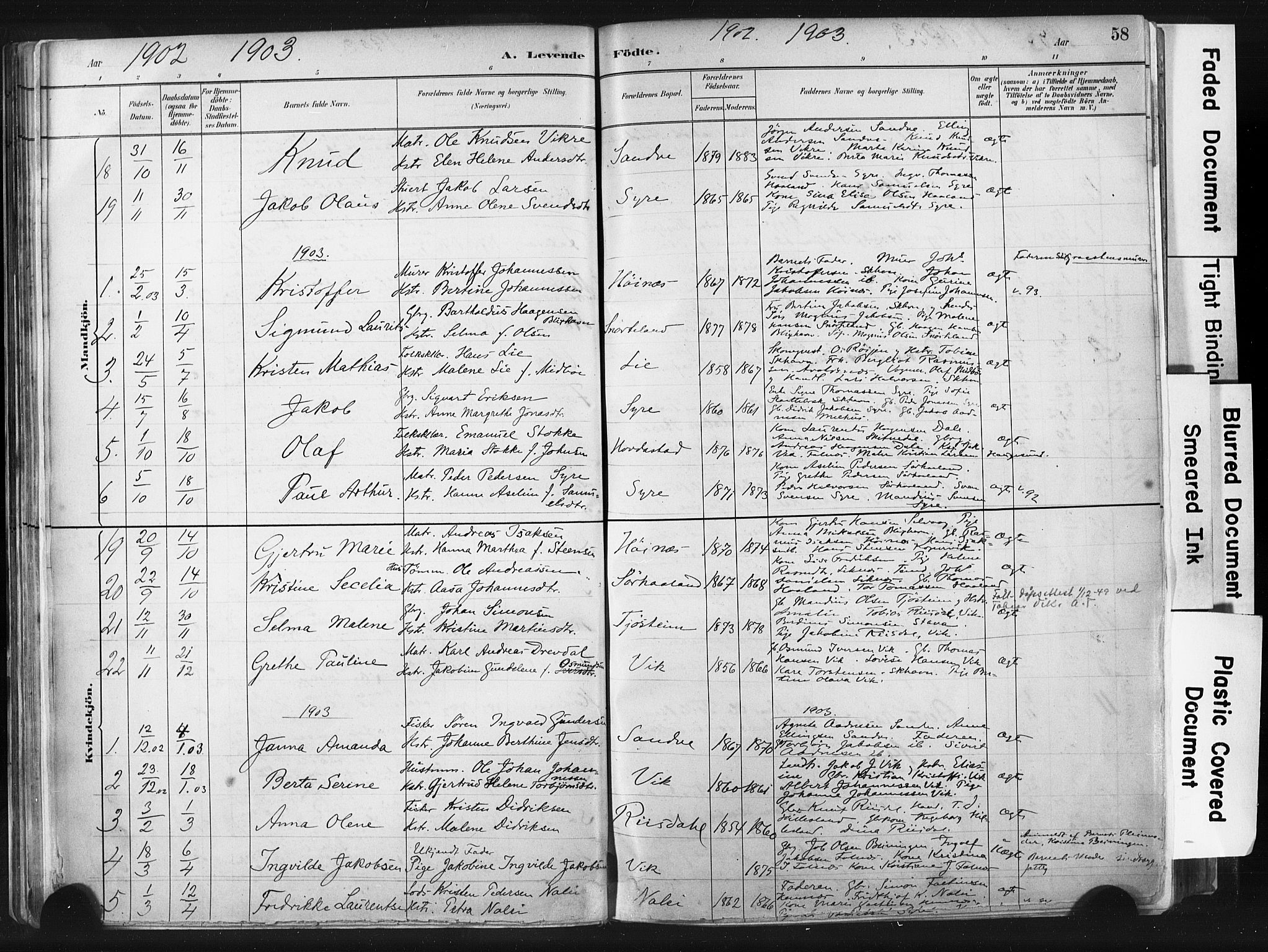 Skudenes sokneprestkontor, SAST/A -101849/H/Ha/Haa/L0009: Parish register (official) no. A 6, 1882-1912, p. 58