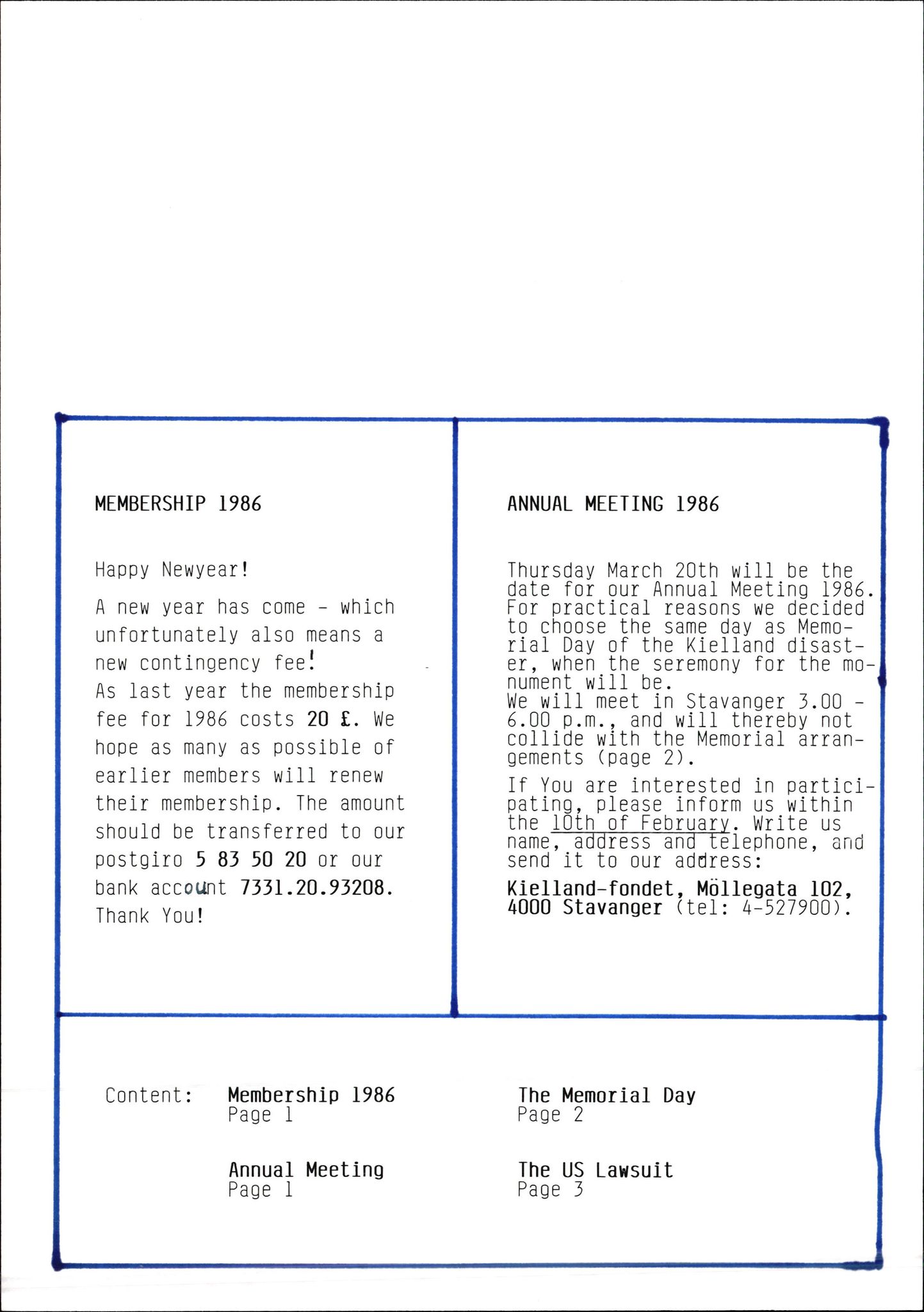 Pa 1660 - Kielland- fondet, AV/SAST-A-102242/X/Xa/L0001: Rapport til overlevende og etterlatte/ Kielland Bulletin, 1980-1998