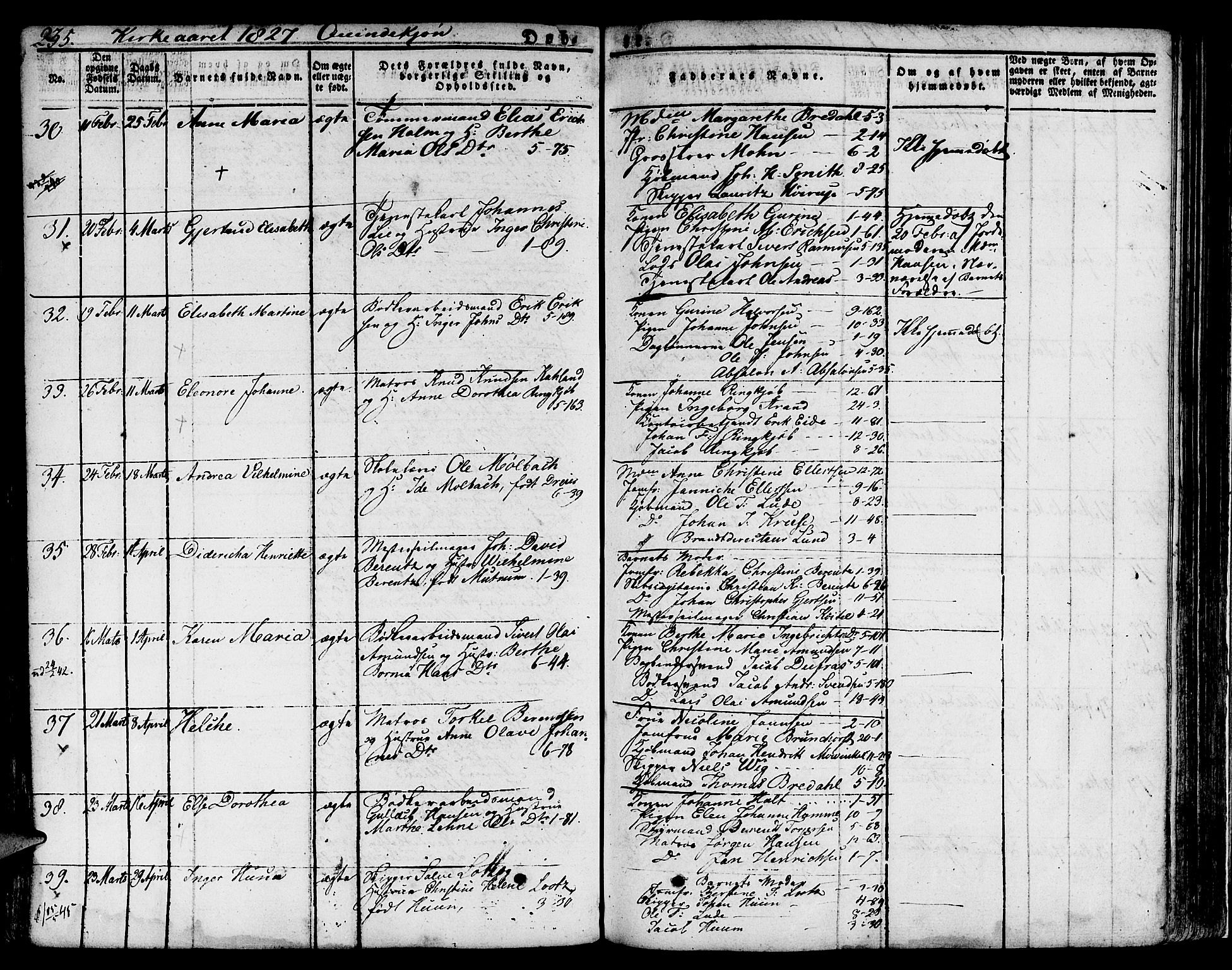 Nykirken Sokneprestembete, AV/SAB-A-77101/H/Hab: Parish register (copy) no. A 5I, 1821-1841, p. 235