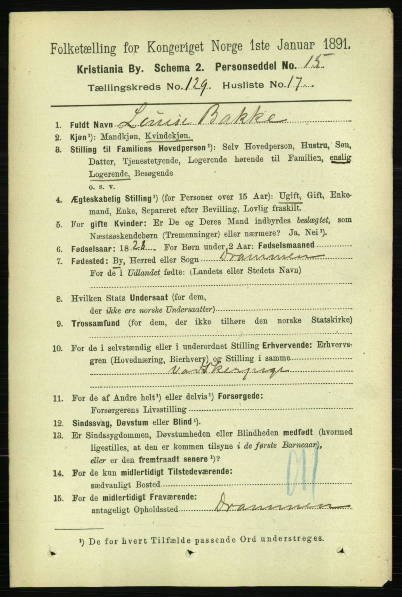 RA, 1891 census for 0301 Kristiania, 1891, p. 69716