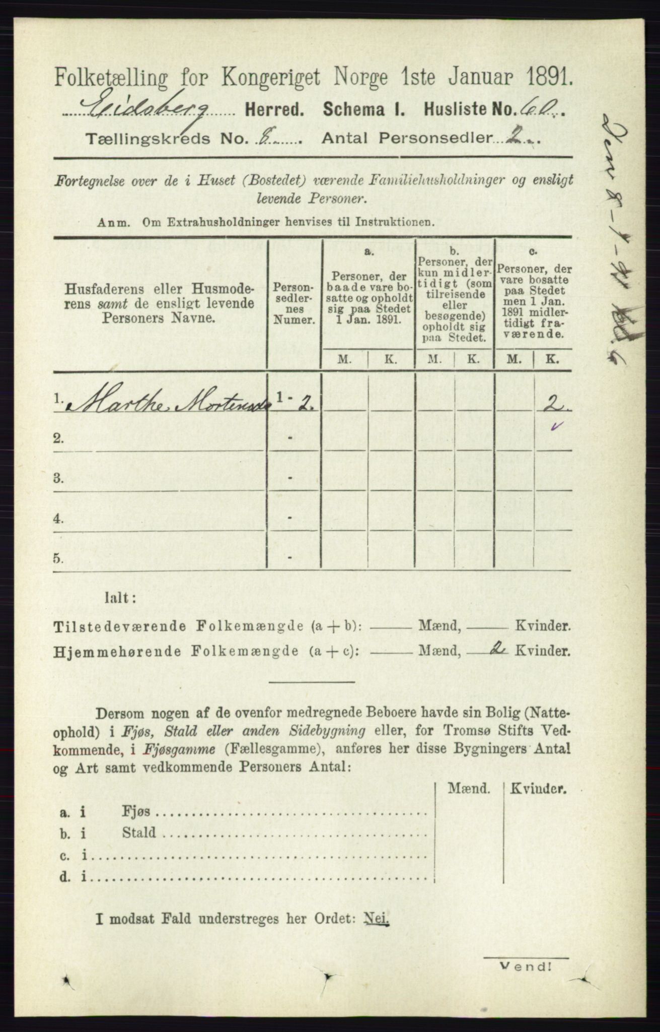 RA, 1891 census for 0125 Eidsberg, 1891, p. 4613