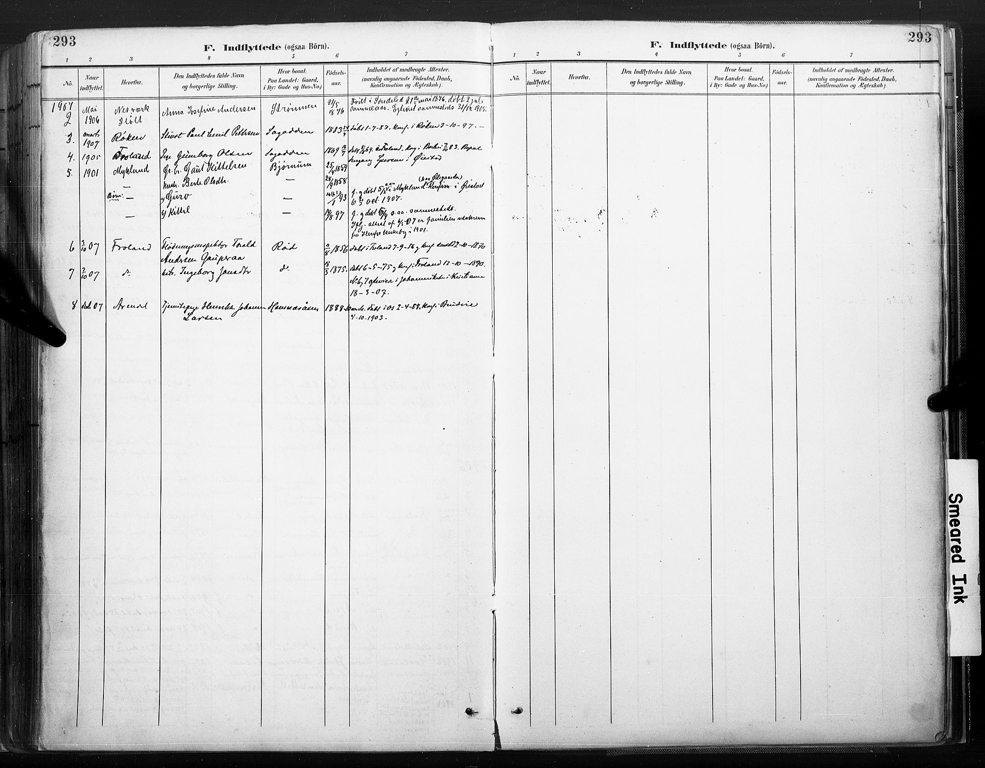 Øyestad sokneprestkontor, SAK/1111-0049/F/Fa/L0018: Parish register (official) no. A 18, 1897-1907, p. 293