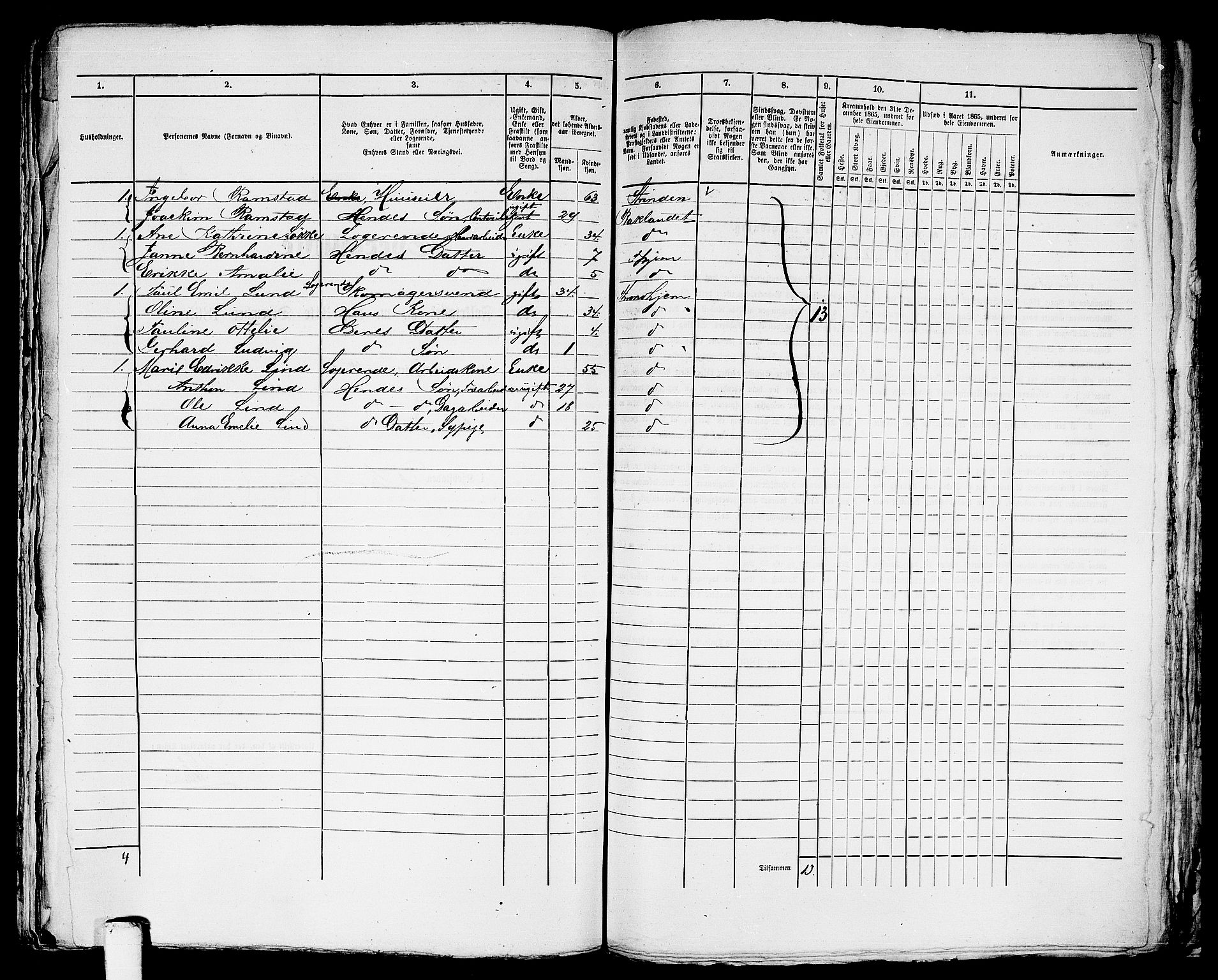 RA, 1865 census for Trondheim, 1865, p. 2499