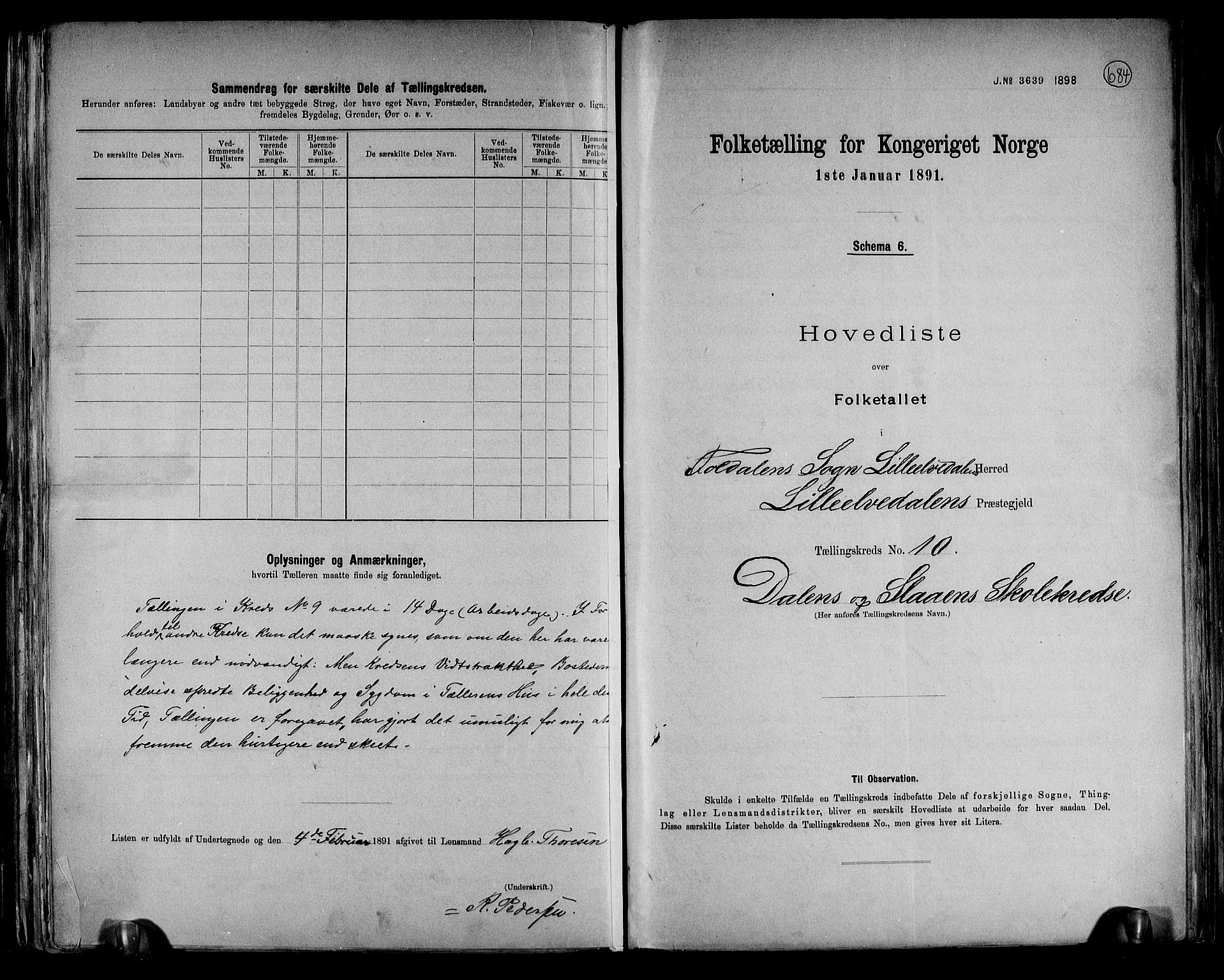 RA, 1891 census for 0438 Lille Elvedalen, 1891, p. 23