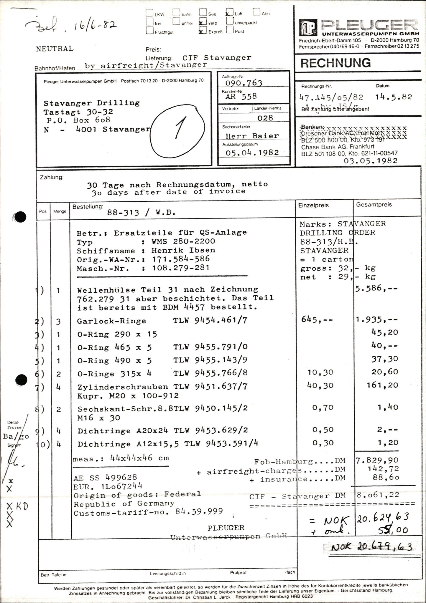 Pa 1503 - Stavanger Drilling AS, SAST/A-101906/2/E/Ec/Eca/L0010: Forsikring, 1976-1983