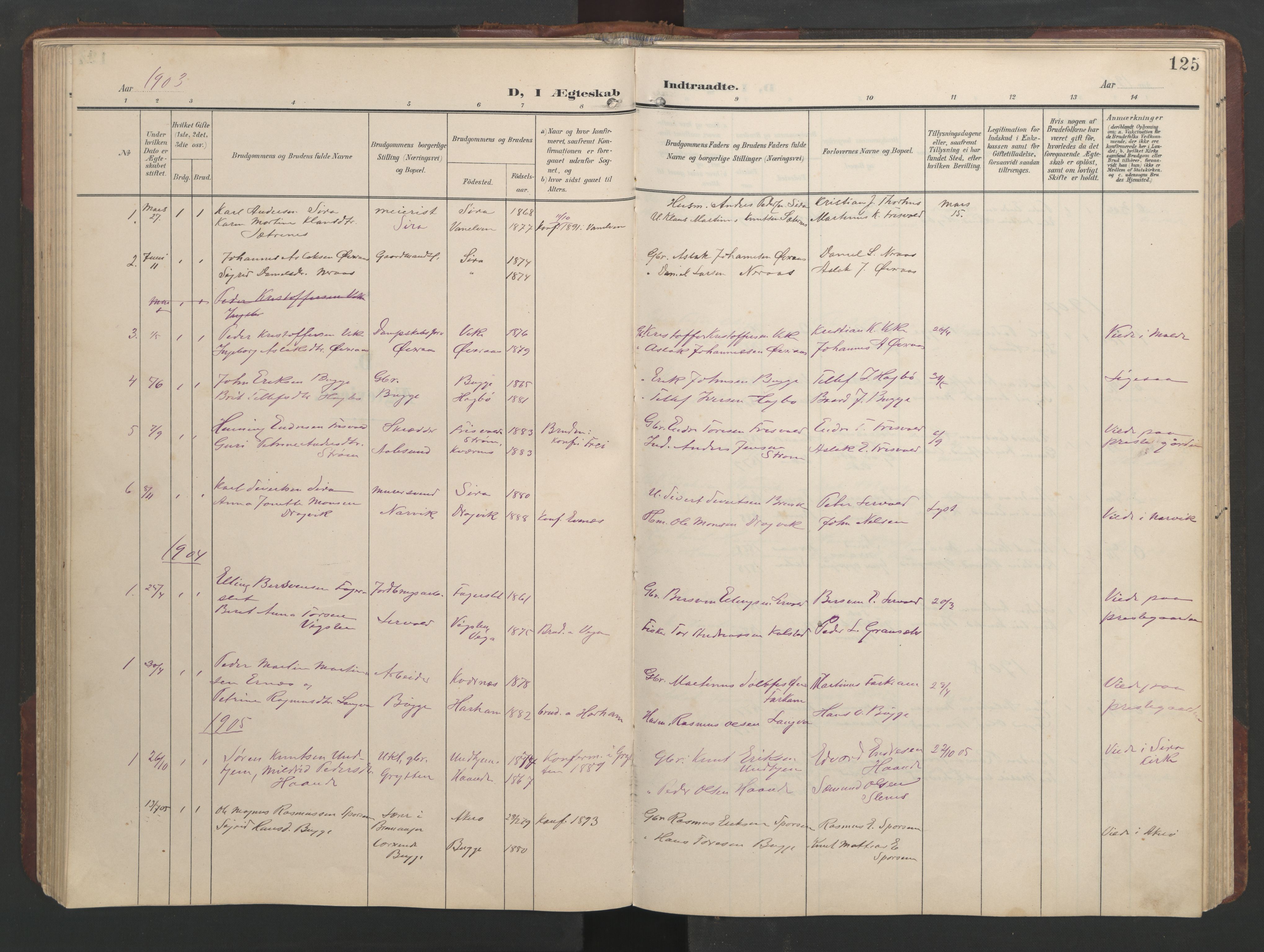 Ministerialprotokoller, klokkerbøker og fødselsregistre - Møre og Romsdal, AV/SAT-A-1454/552/L0639: Parish register (copy) no. 552C02, 1903-1960, p. 125
