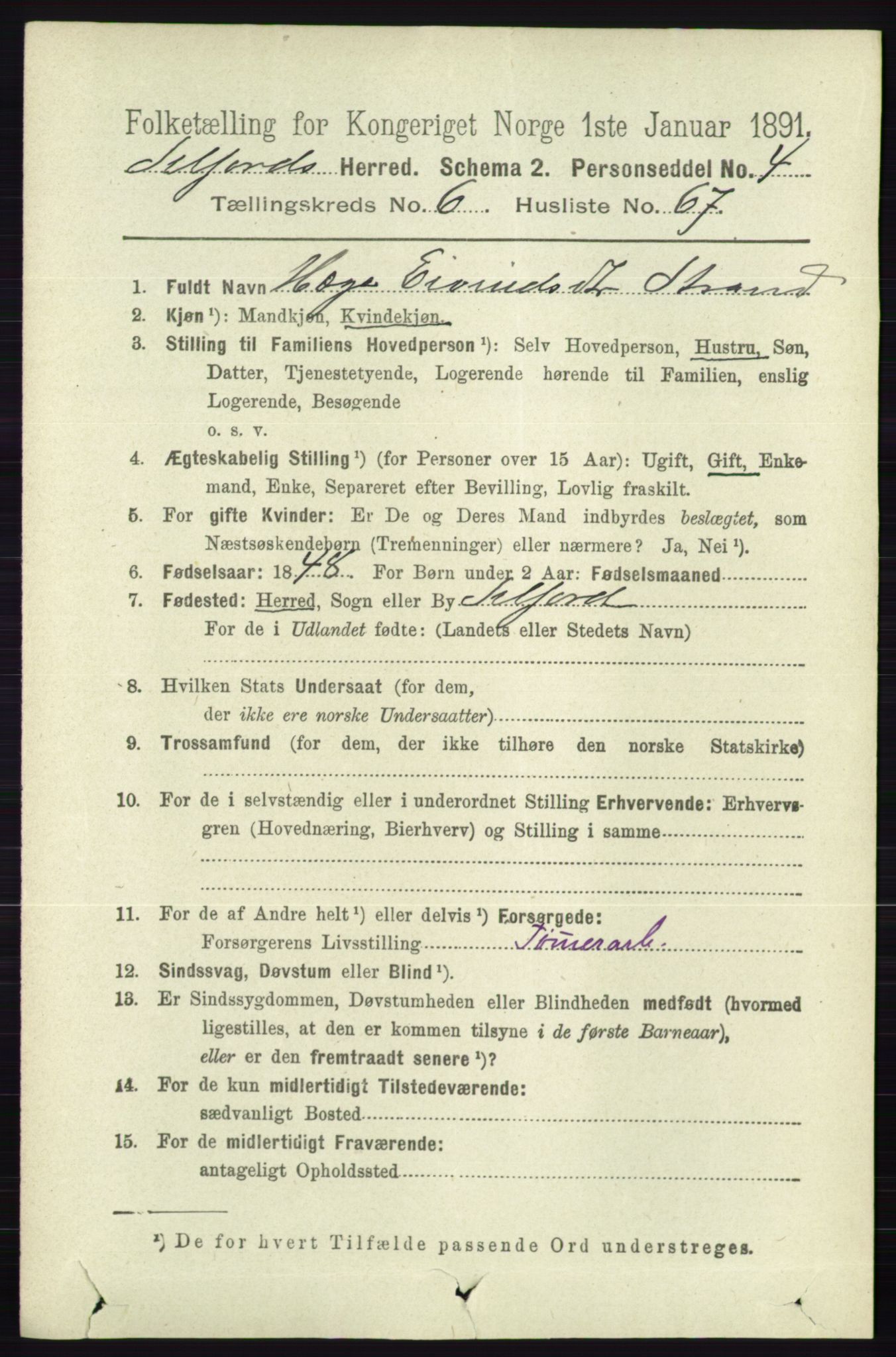 RA, 1891 census for 0828 Seljord, 1891, p. 2560