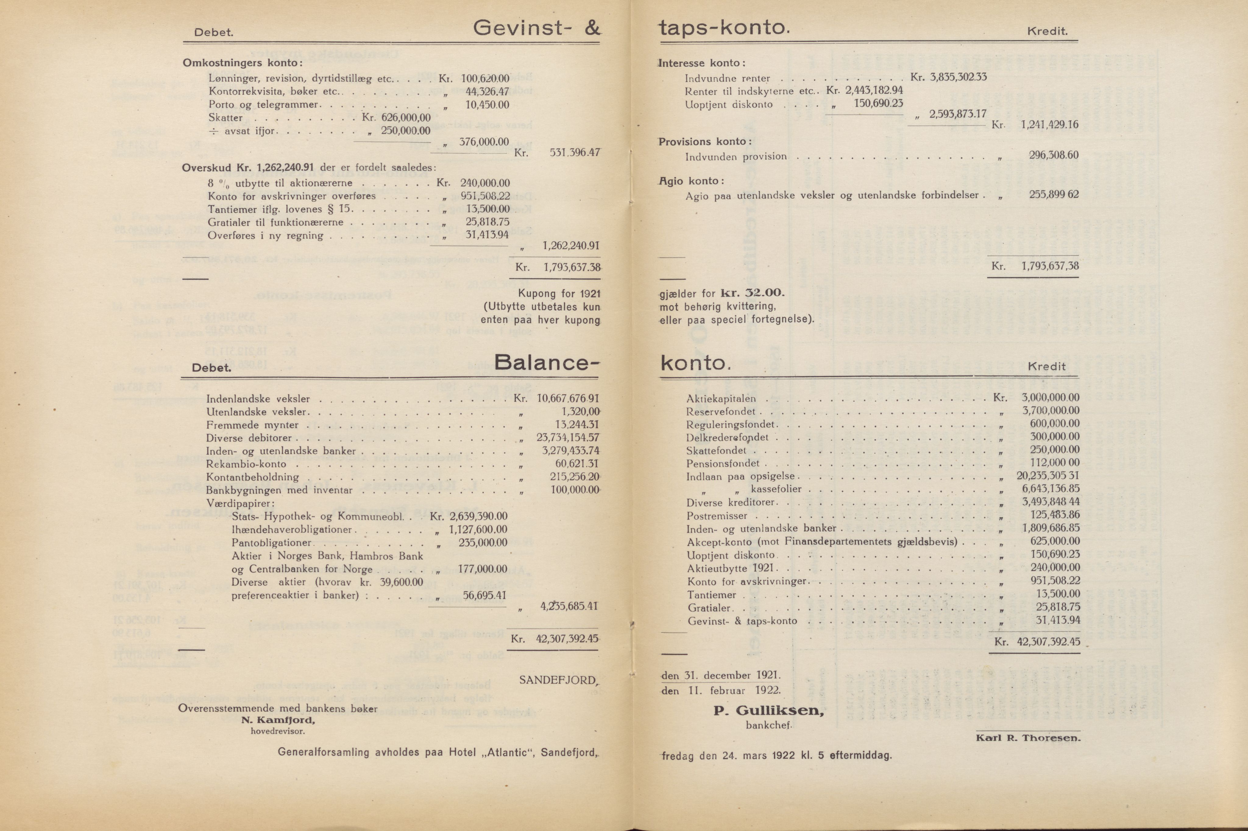 Privatbanken i Sandefjord AS, VEMU/ARS-A-1256/X/L0001: Årsberetninger, 1912-1929, p. 75