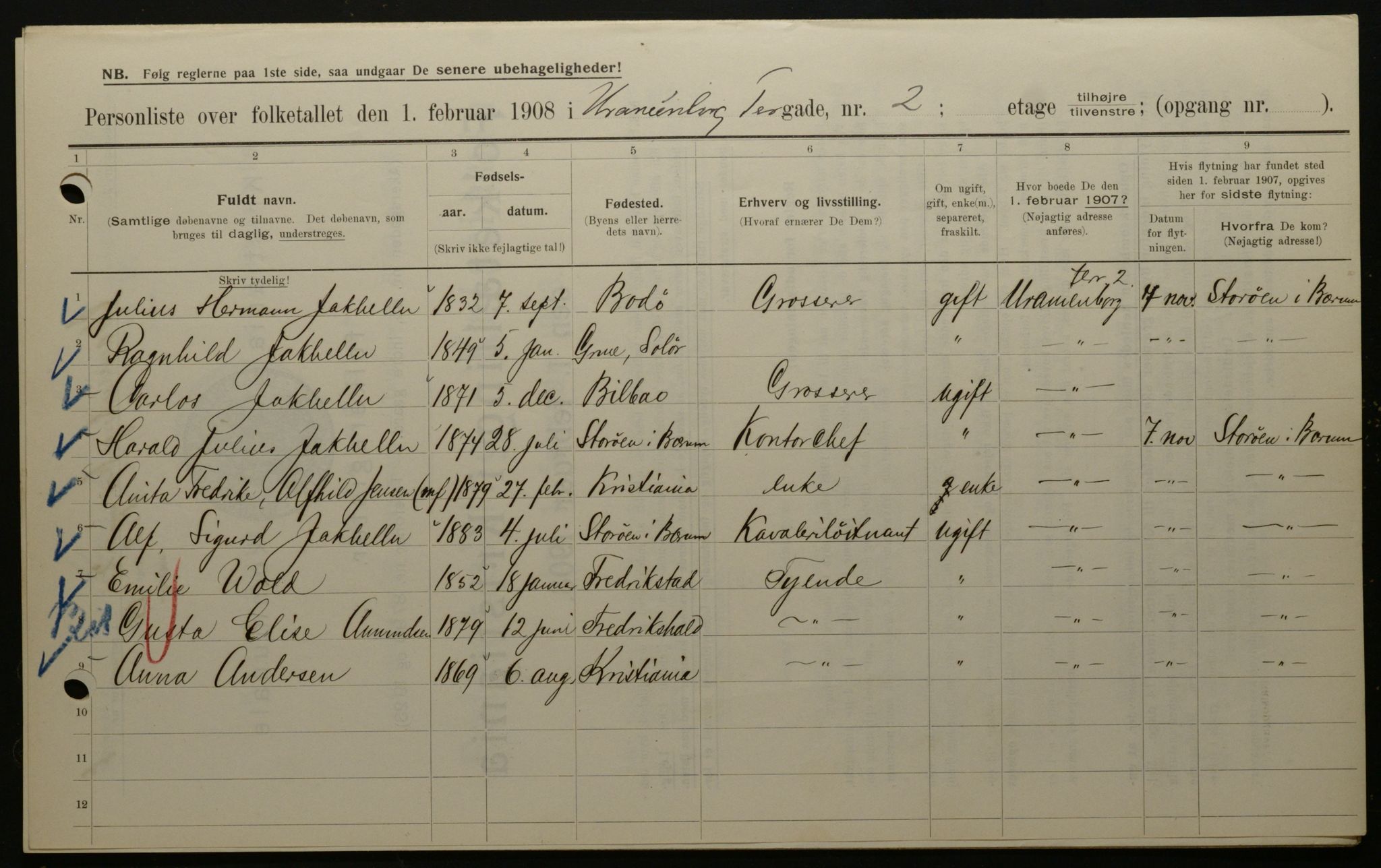 OBA, Municipal Census 1908 for Kristiania, 1908, p. 107877