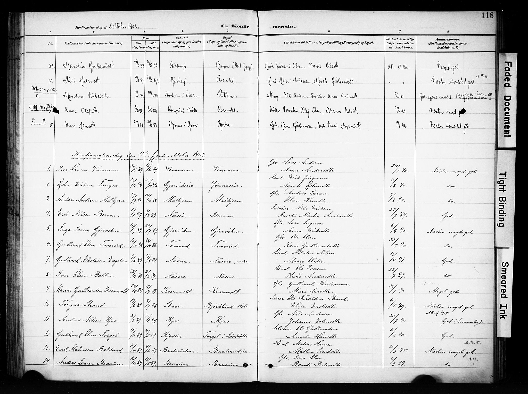 Brandbu prestekontor, SAH/PREST-114/H/Ha/Haa/L0001: Parish register (official) no. 1, 1900-1912, p. 118