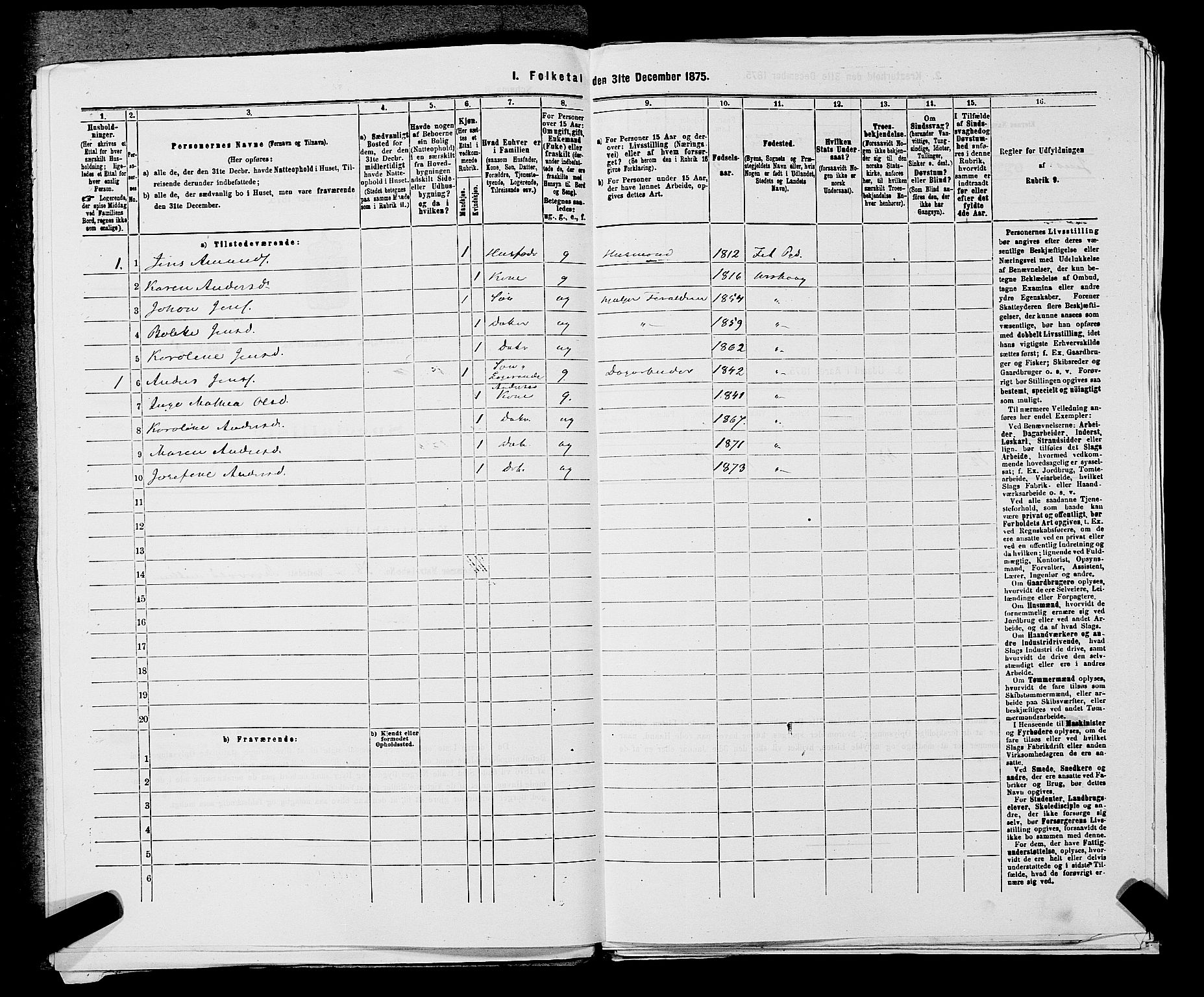 RA, 1875 census for 0224P Aurskog, 1875, p. 694