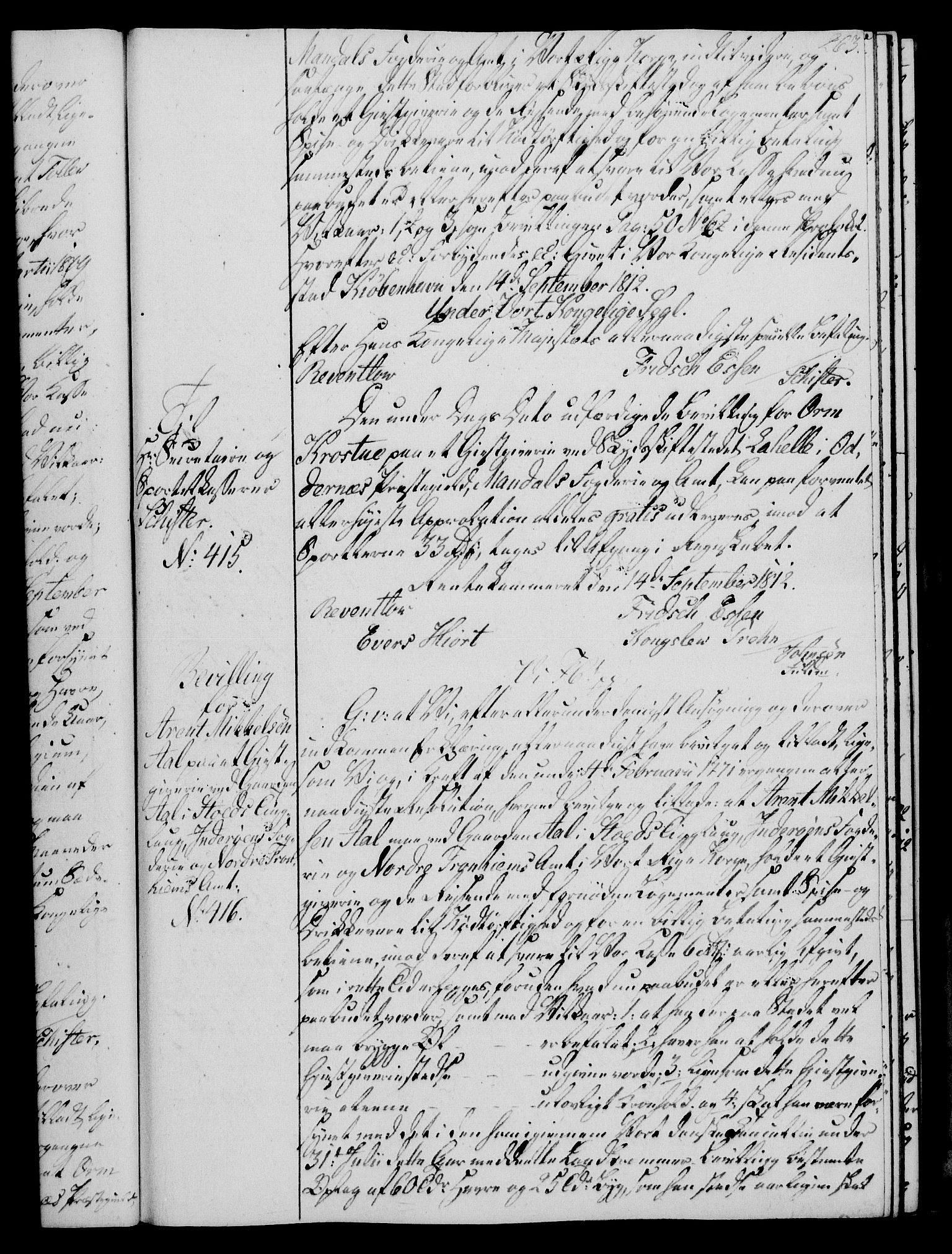 Rentekammeret, Kammerkanselliet, AV/RA-EA-3111/G/Gg/Gga/L0020: Norsk ekspedisjonsprotokoll med register (merket RK 53.20), 1811-1814, p. 263