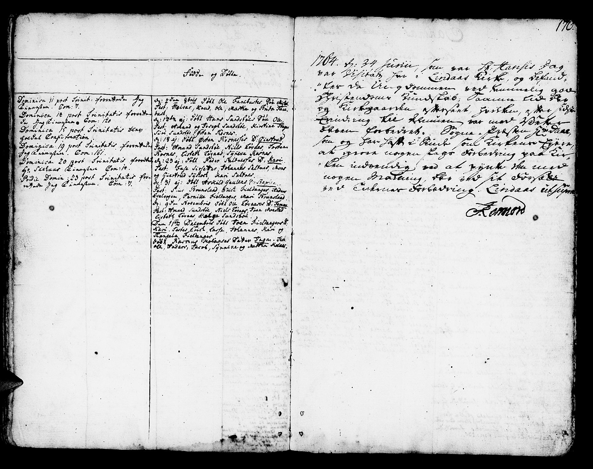 Lindås Sokneprestembete, SAB/A-76701/H/Haa: Parish register (official) no. A 3, 1748-1764, p. 170