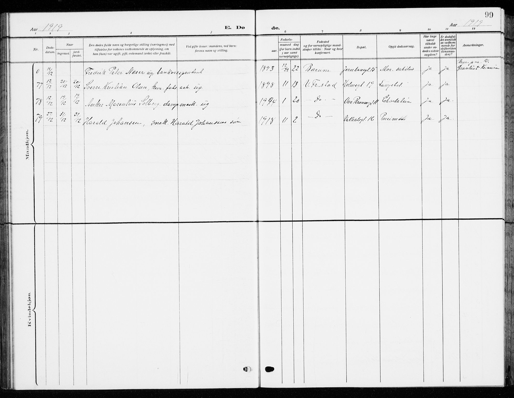 Fredrikstad domkirkes prestekontor Kirkebøker, AV/SAO-A-10906/G/Ga/L0004: Parish register (copy) no. 4, 1910-1944, p. 99