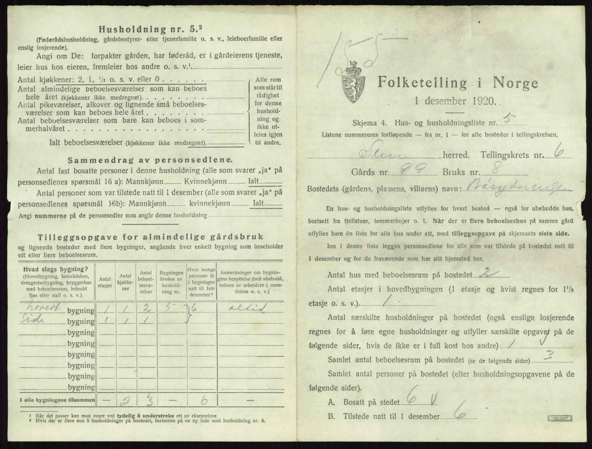SAKO, 1920 census for Sem, 1920, p. 1269