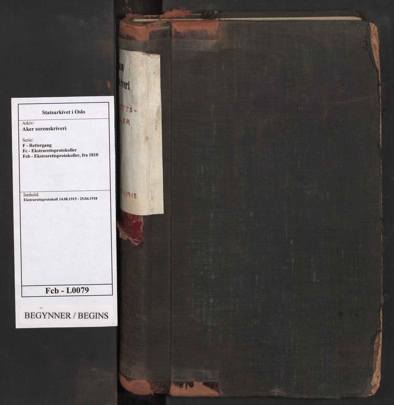 Aker sorenskriveri, AV/SAO-A-10895/F/Fc/Fcb/L0079: Ekstrarettsprotokoll, 1915-1918