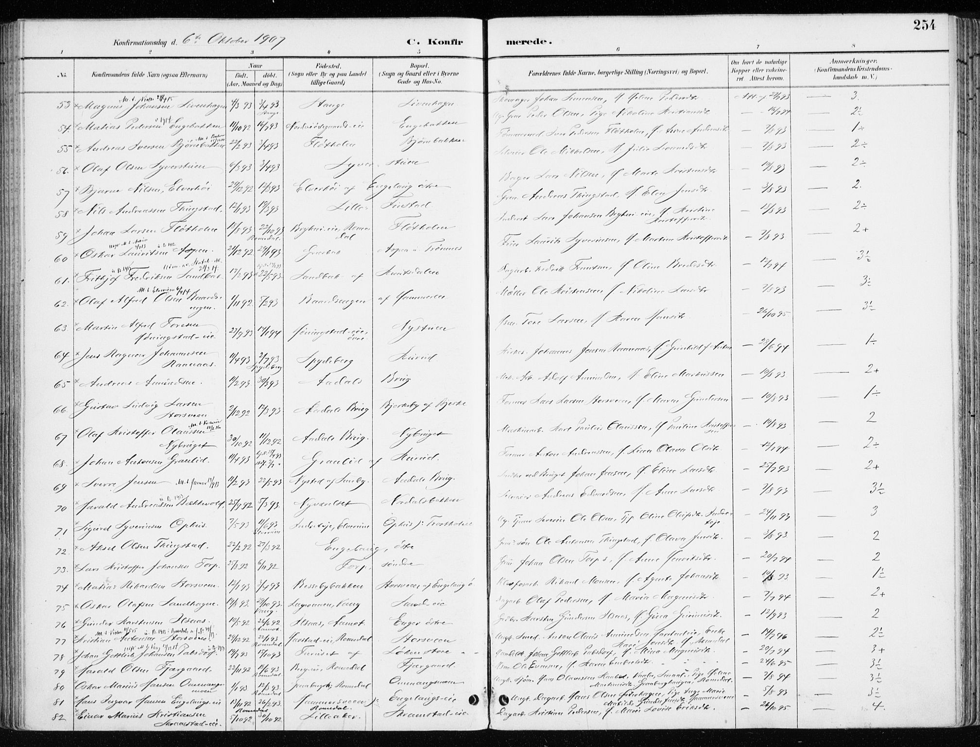 Løten prestekontor, SAH/PREST-022/K/Ka/L0010: Parish register (official) no. 10, 1892-1907, p. 254