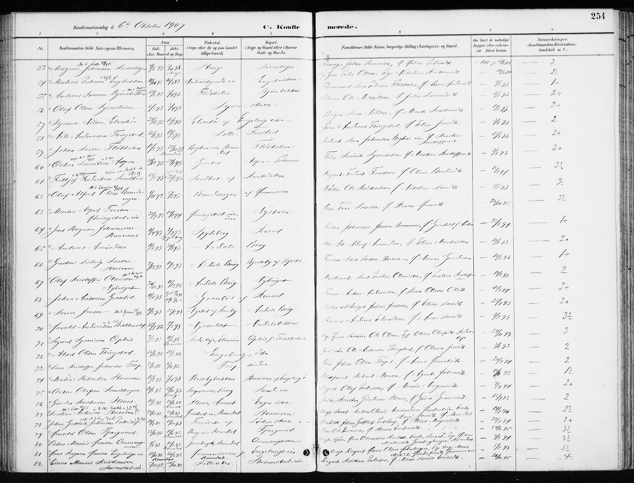 Løten prestekontor, AV/SAH-PREST-022/K/Ka/L0010: Parish register (official) no. 10, 1892-1907, p. 254