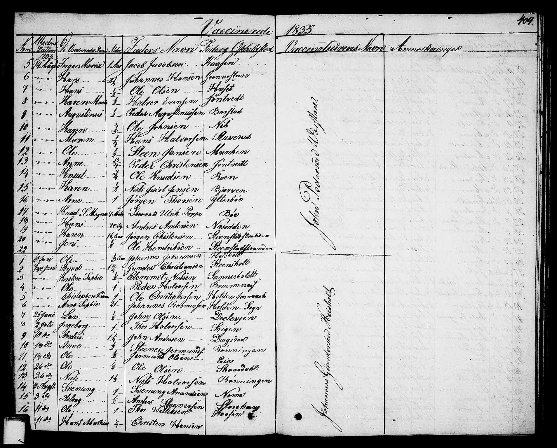 Holla kirkebøker, SAKO/A-272/G/Ga/L0002: Parish register (copy) no. I 2, 1830-1848, p. 404