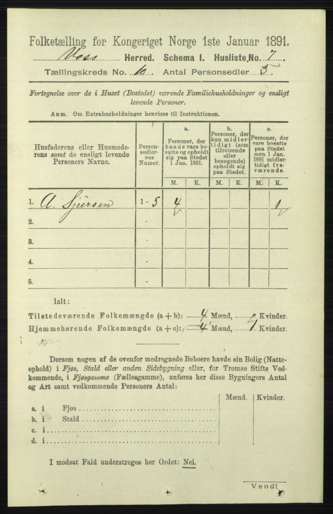 RA, 1891 census for 1235 Voss, 1891, p. 5111