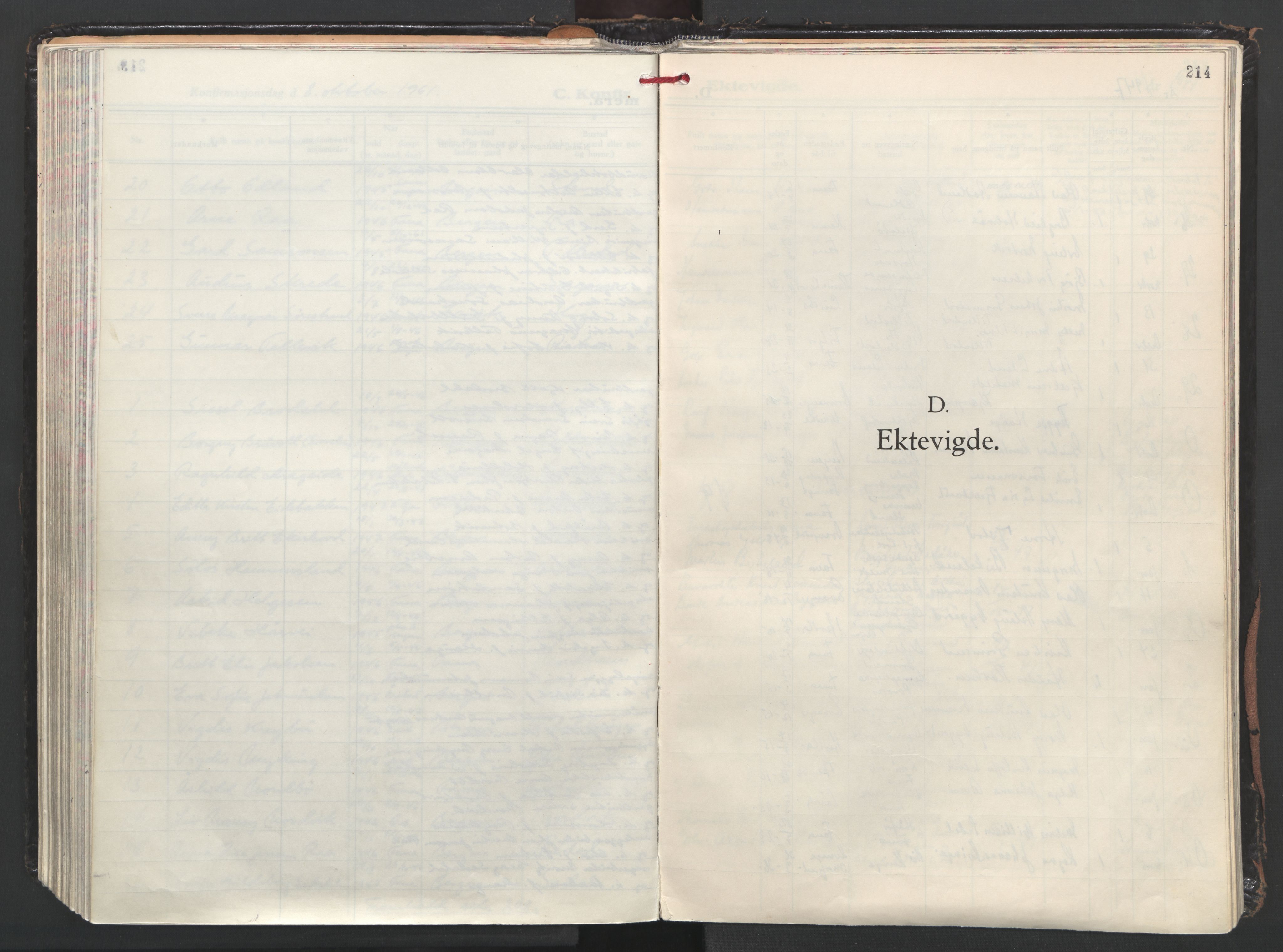 Fana Sokneprestembete, AV/SAB-A-75101/H/Haa/Haab/L0008: Parish register (official) no. B 8, 1947-1967, p. 214
