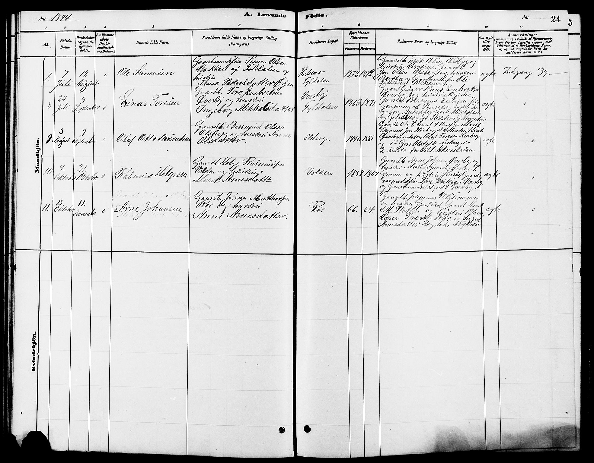 Tynset prestekontor, AV/SAH-PREST-058/H/Ha/Hab/L0007: Parish register (copy) no. 7, 1880-1901, p. 24