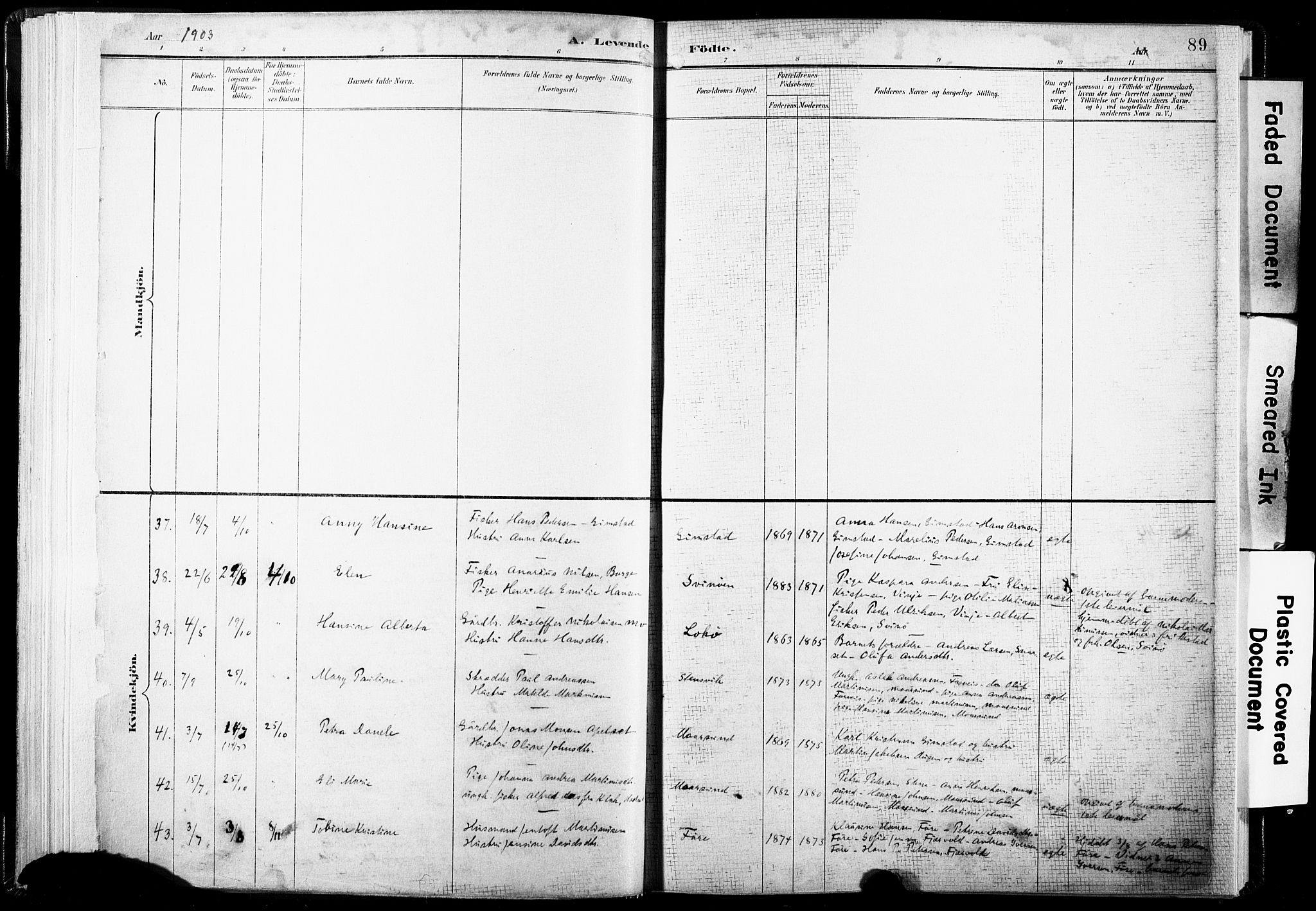 Ministerialprotokoller, klokkerbøker og fødselsregistre - Nordland, AV/SAT-A-1459/891/L1304: Parish register (official) no. 891A09, 1895-1921, p. 89