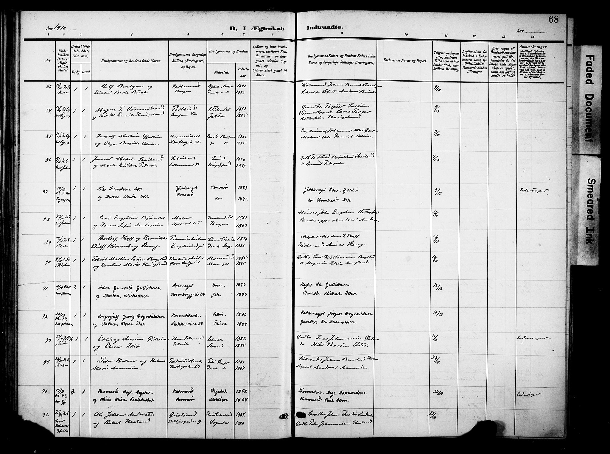 Domkirken sokneprestkontor, AV/SAST-A-101812/001/30/30BB/L0017: Parish register (copy) no. B 17, 1902-1921, p. 68