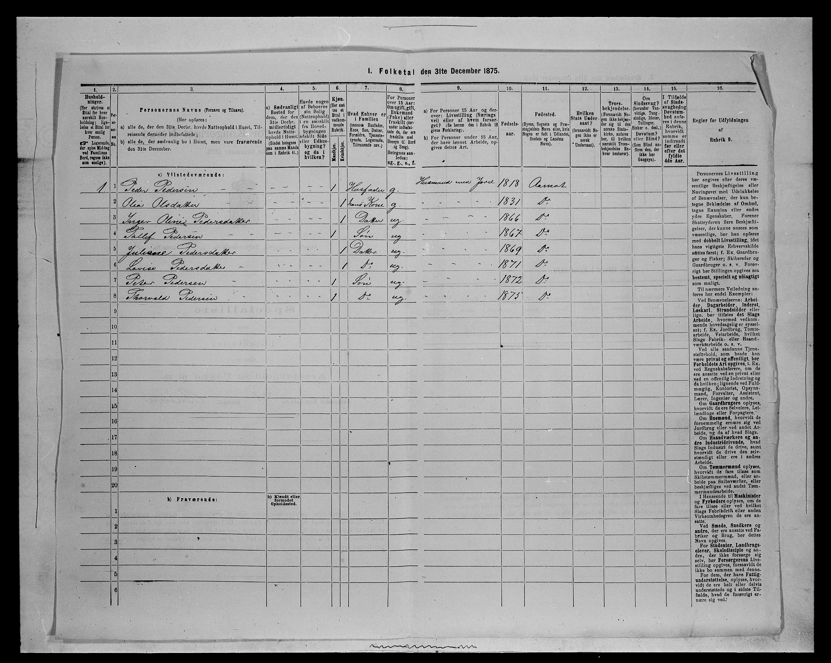 SAH, 1875 census for 0429P Åmot, 1875, p. 732