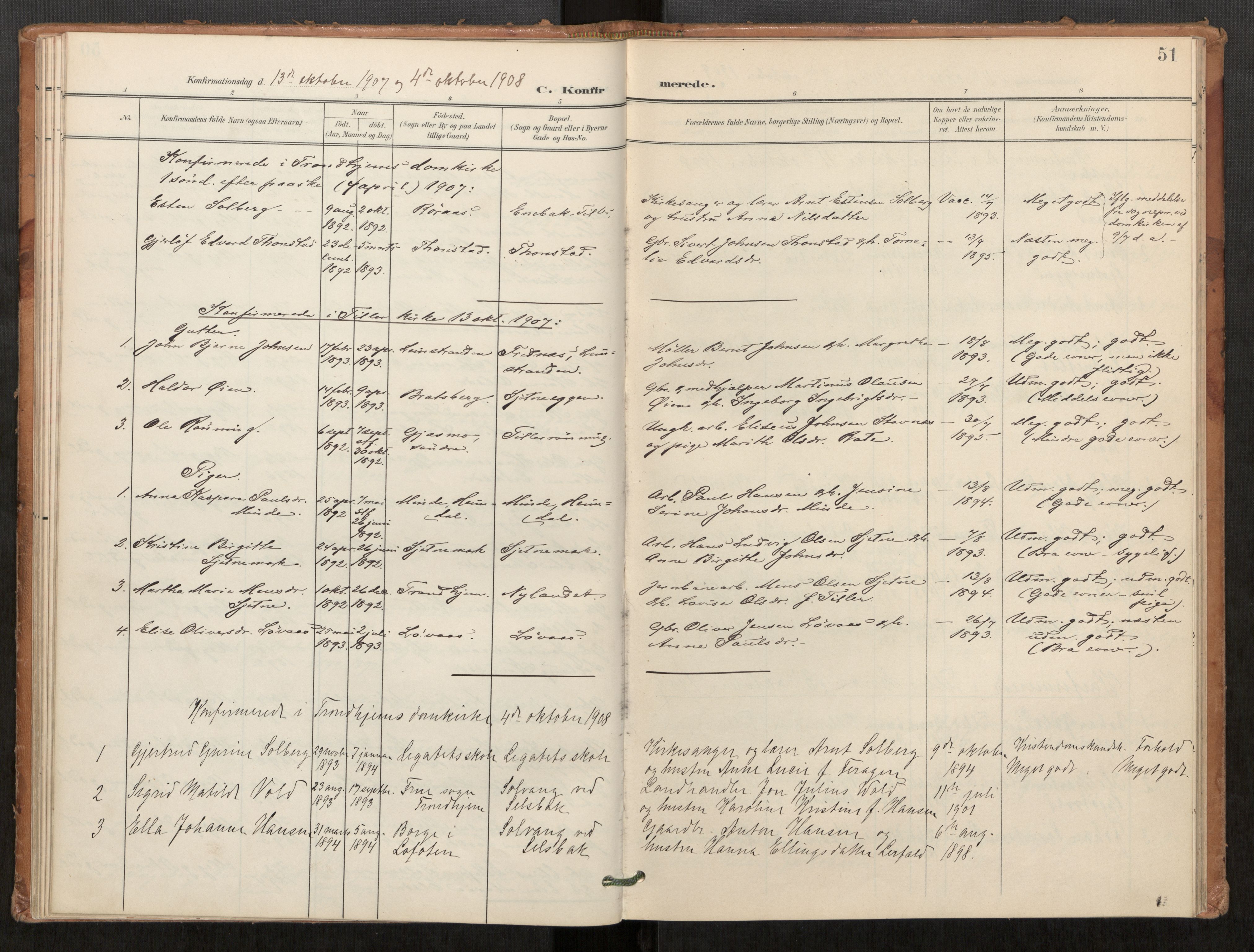 Klæbu sokneprestkontor, SAT/A-1112: Parish register (official) no. 2, 1900-1916, p. 51