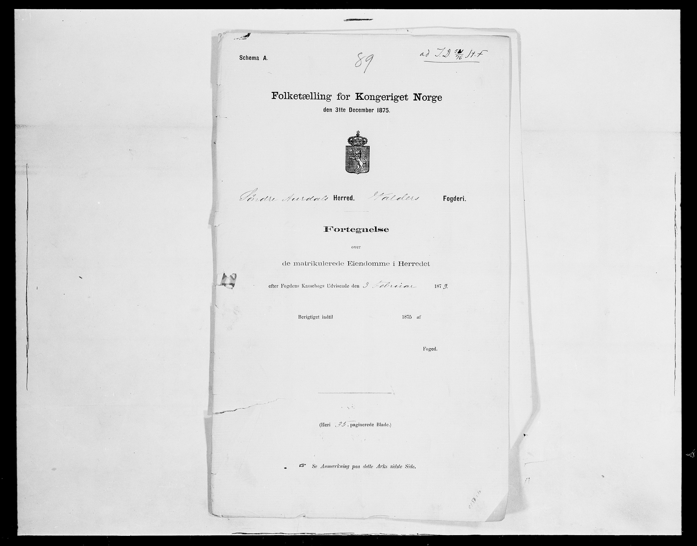 SAH, 1875 census for 0540P Sør-Aurdal, 1875, p. 79