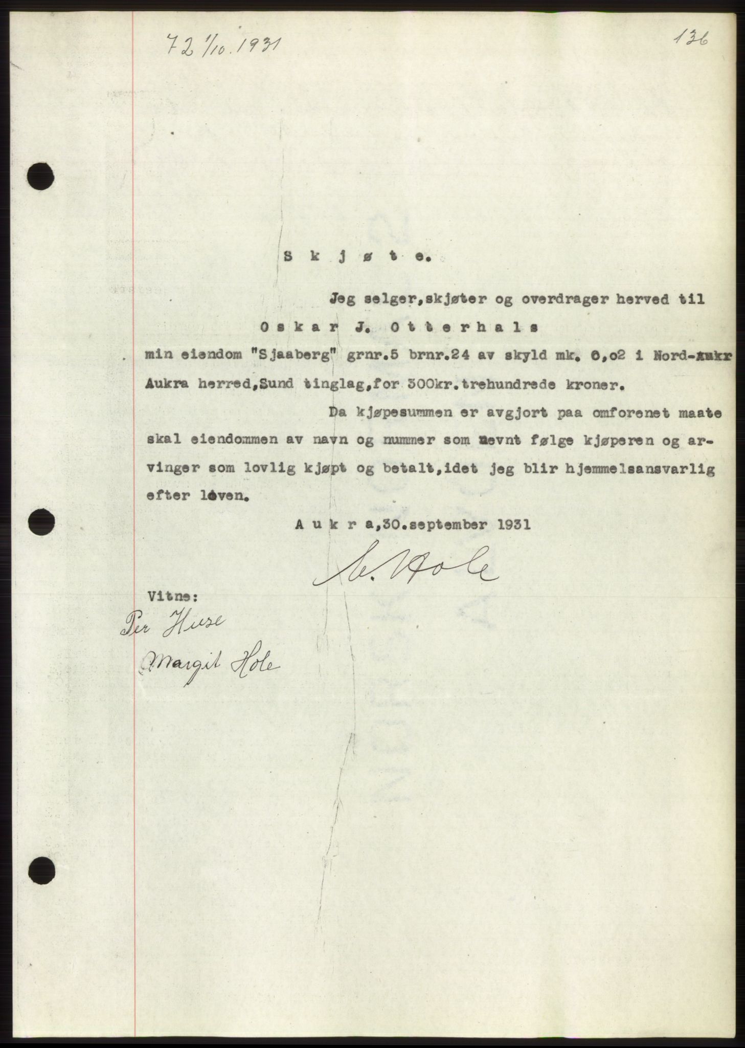 Romsdal sorenskriveri, AV/SAT-A-4149/1/2/2C/L0060: Mortgage book no. 54, 1931-1932, Deed date: 01.10.1931