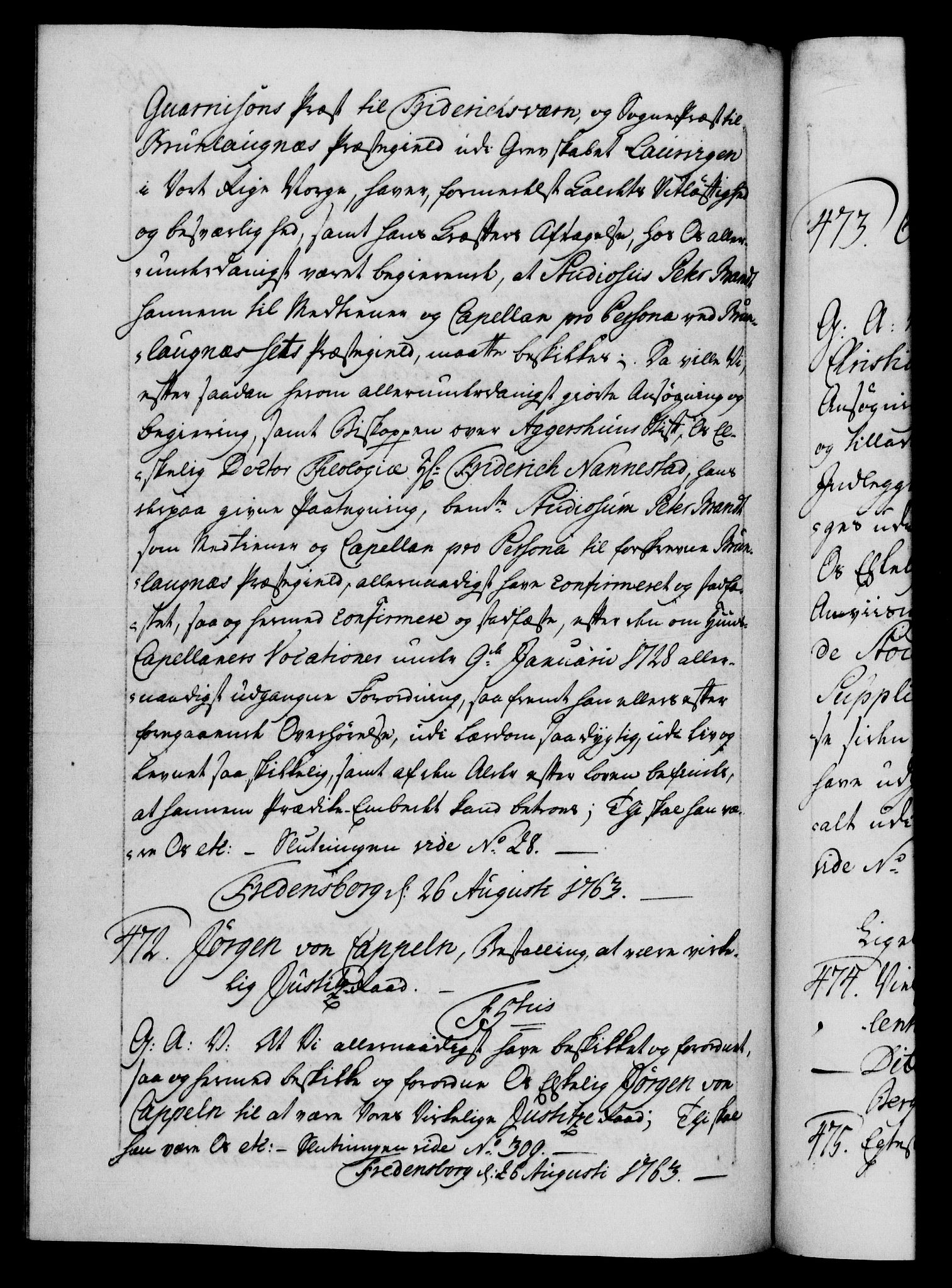 Danske Kanselli 1572-1799, RA/EA-3023/F/Fc/Fca/Fcaa/L0042: Norske registre, 1763-1766, p. 166b