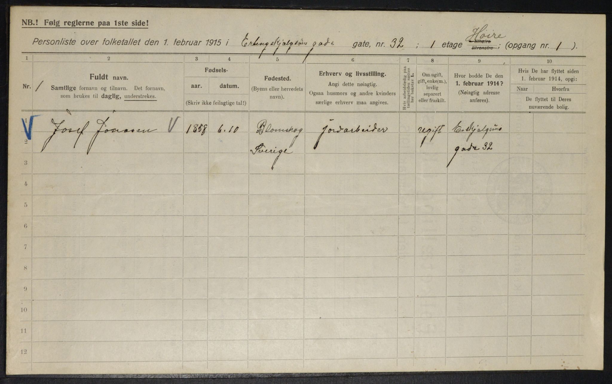 OBA, Municipal Census 1915 for Kristiania, 1915, p. 21906