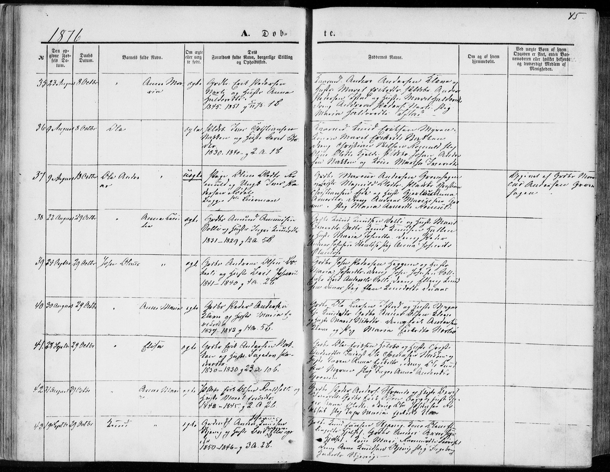 Ministerialprotokoller, klokkerbøker og fødselsregistre - Møre og Romsdal, SAT/A-1454/557/L0681: Parish register (official) no. 557A03, 1869-1886, p. 45