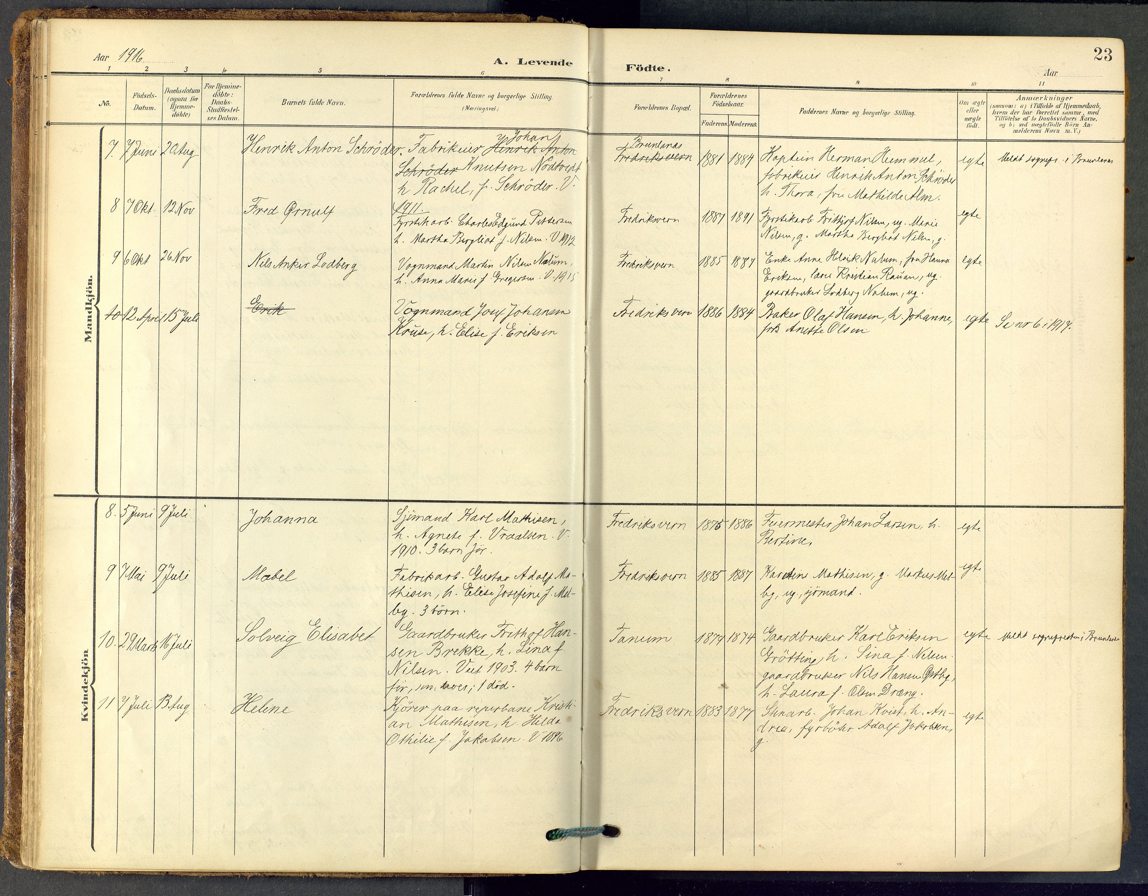 Stavern kirkebøker, SAKO/A-318/F/Fa/L0009: Parish register (official) no. 9, 1906-1955, p. 23
