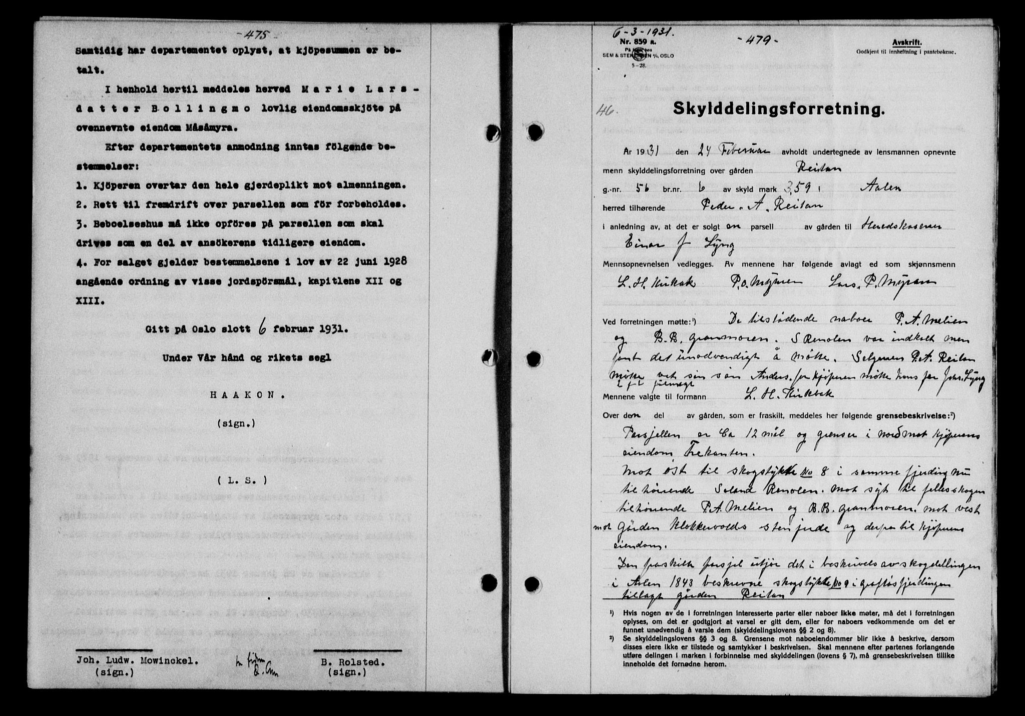 Gauldal sorenskriveri, SAT/A-0014/1/2/2C/L0041: Mortgage book no. 42-43, 1930-1931, Deed date: 06.03.1931