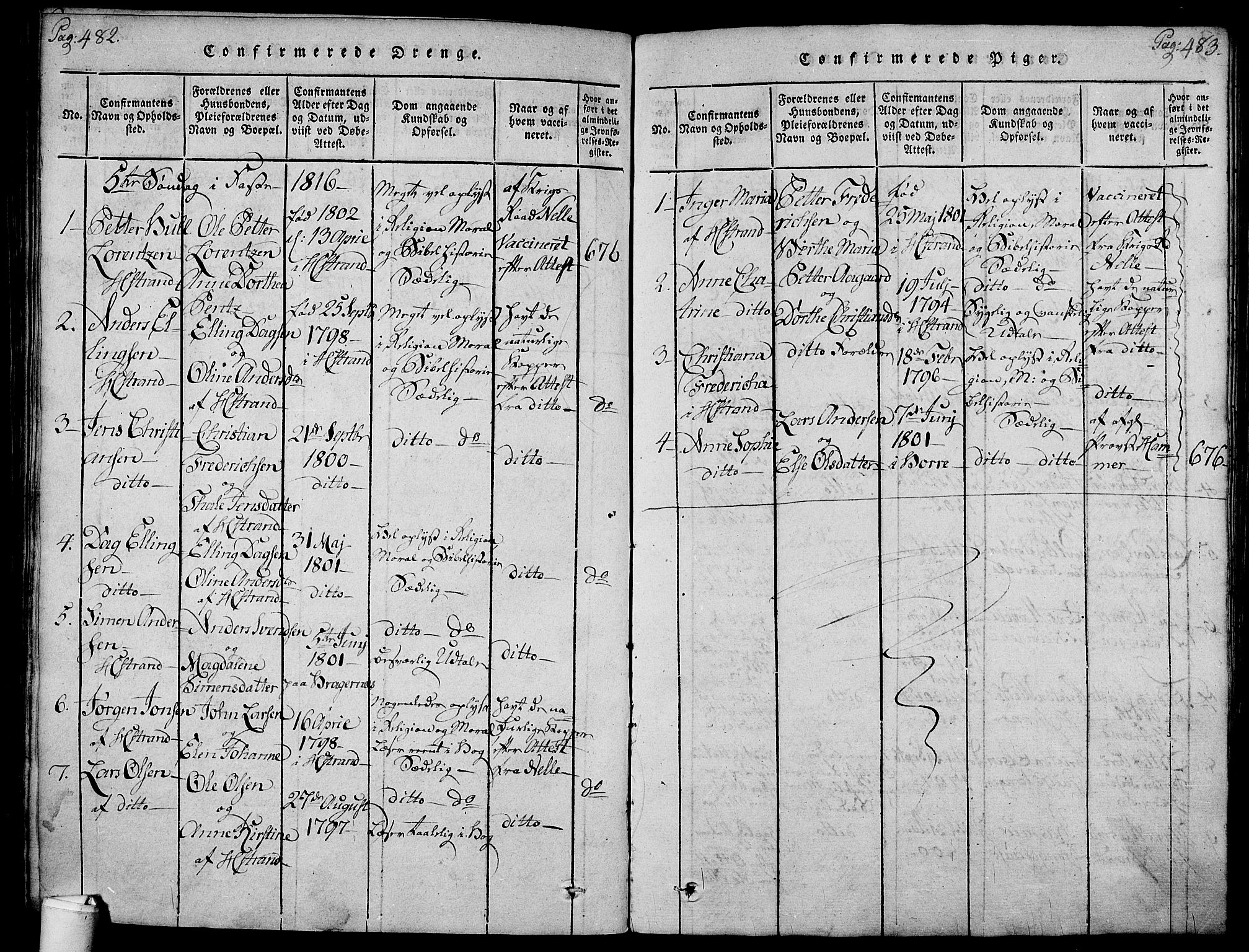 Holmestrand kirkebøker, AV/SAKO-A-346/F/Fa/L0001: Parish register (official) no. 1, 1814-1840, p. 482-483
