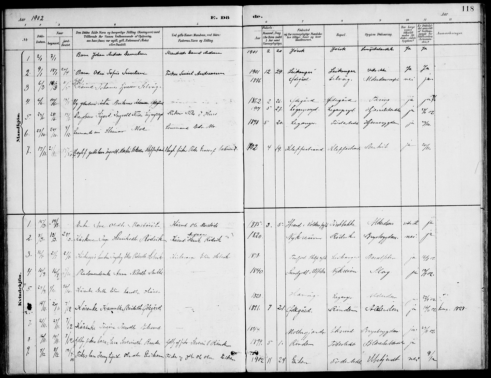 Ministerialprotokoller, klokkerbøker og fødselsregistre - Møre og Romsdal, AV/SAT-A-1454/508/L0095: Parish register (official) no. 508A02, 1887-1920, p. 118