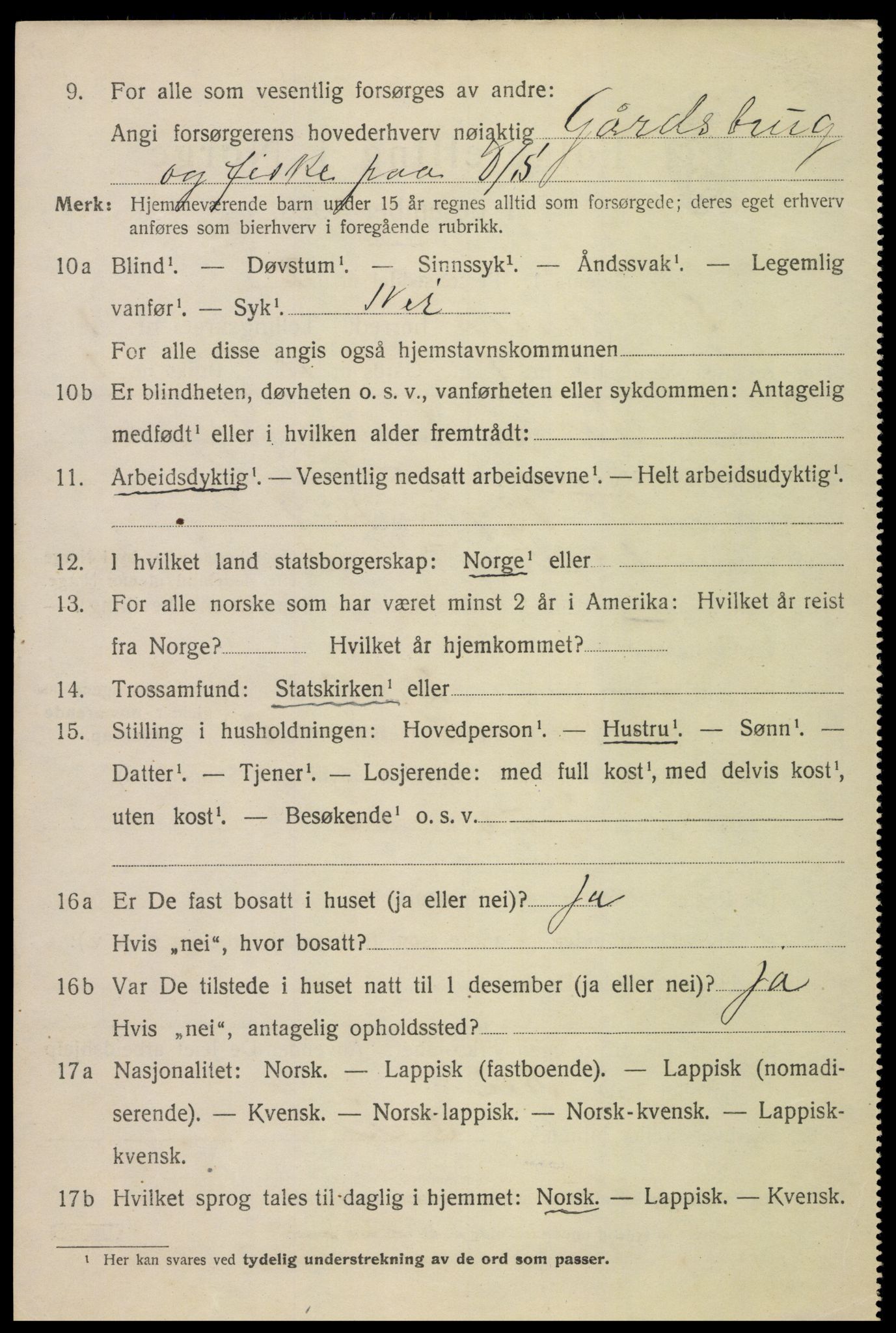 SAT, 1920 census for Sortland, 1920, p. 1559